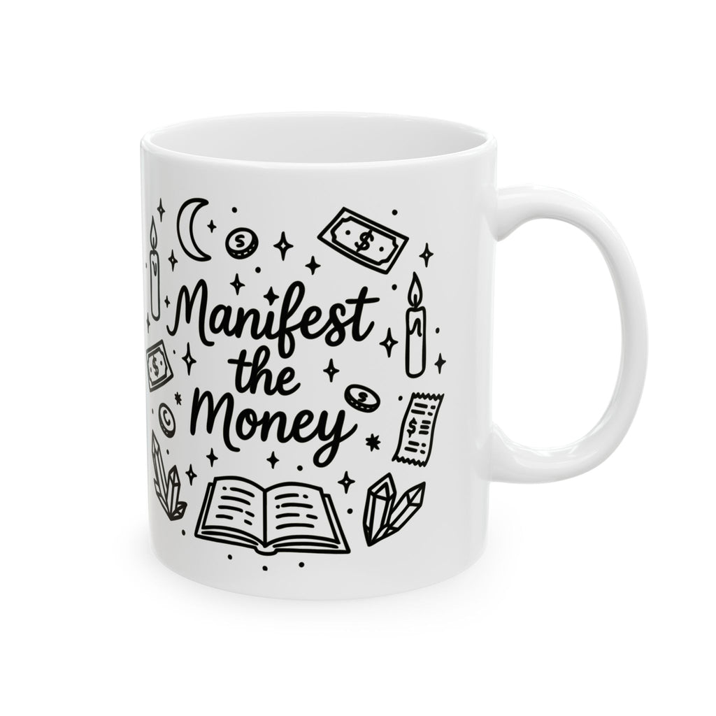 Manifest the Money Mug | Mystical Doodle Coffee Cup for Entrepreneurs & Cozy Home Offices