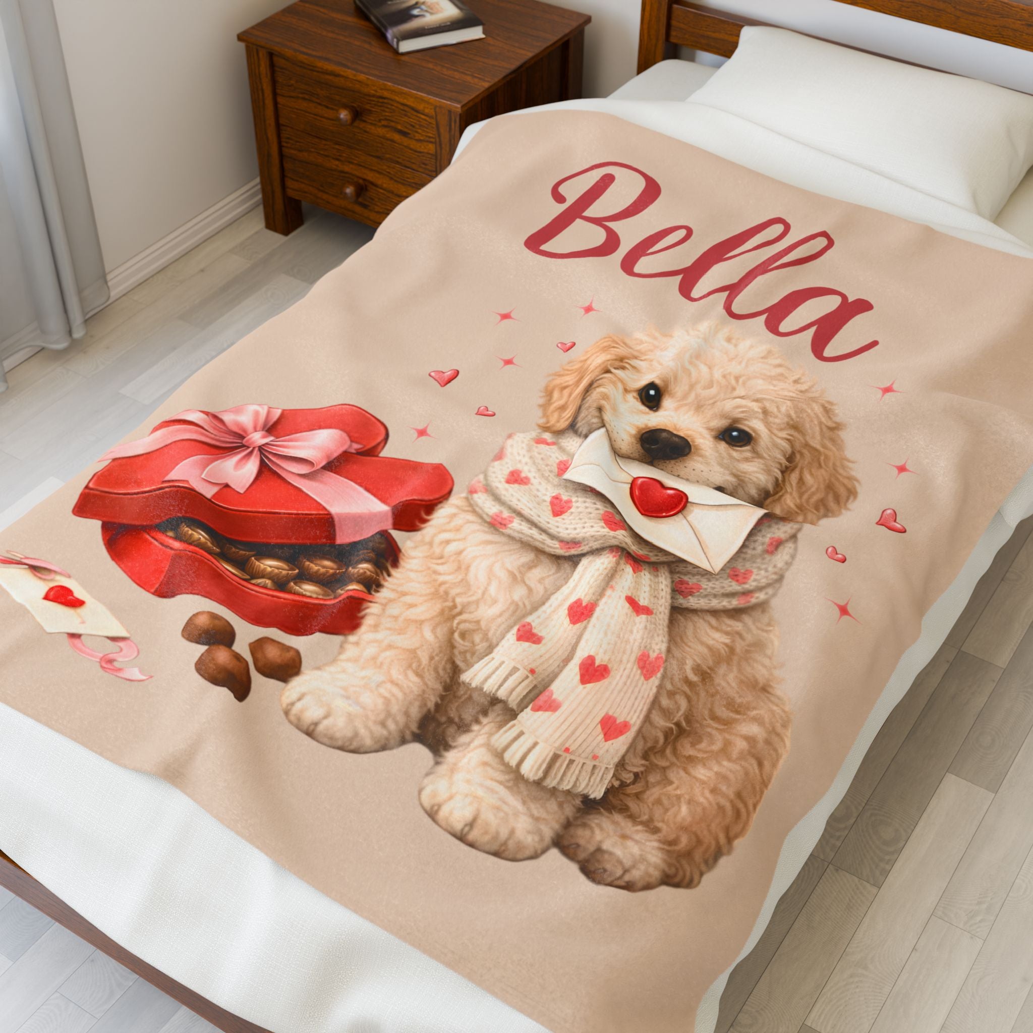 Valentines Day Labradoodle Dog Blanket | Love Letters Valentine Gift for Doodle Lovers