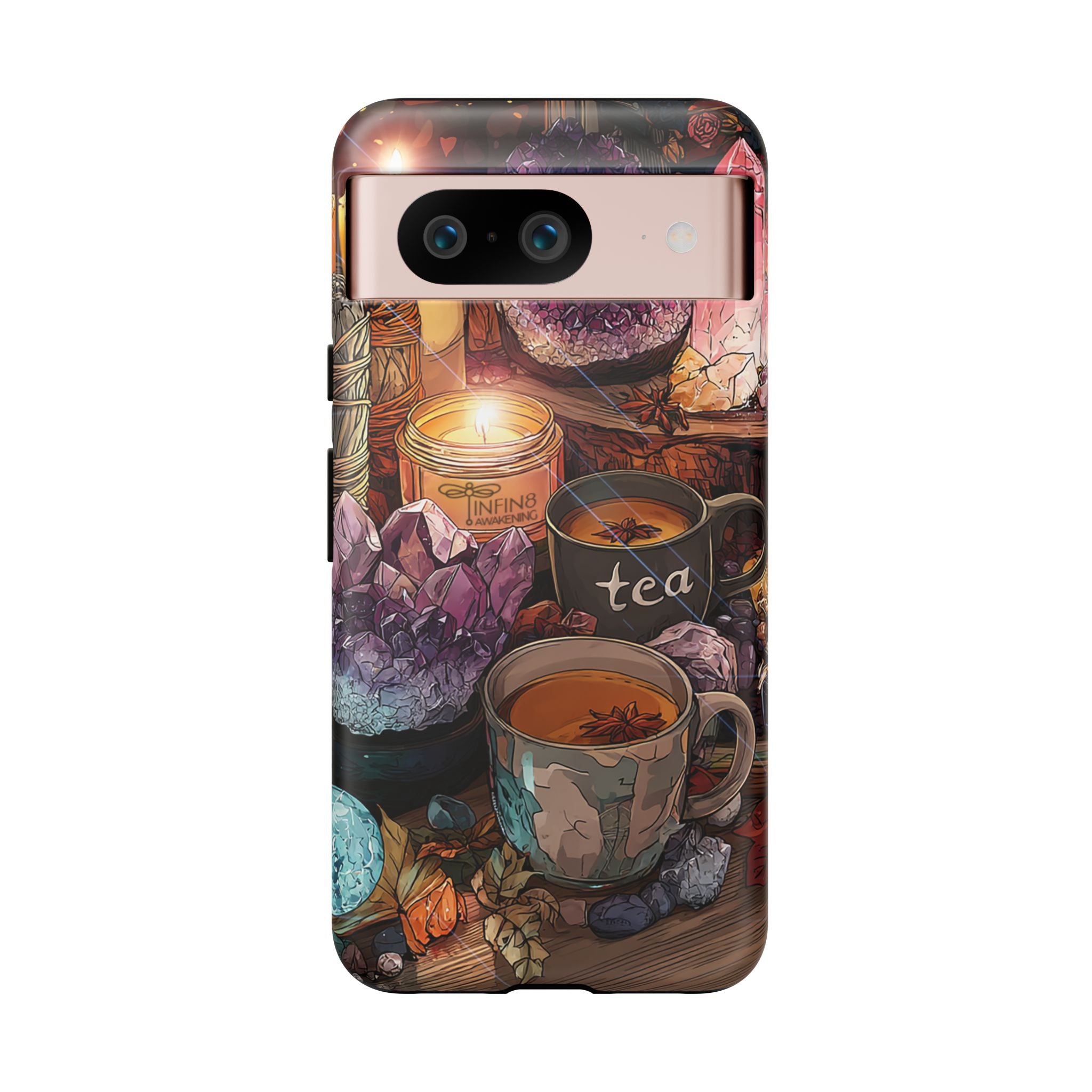 Mystical Crystal Phone Case, Cottagecore Samsung Case - Crystal Tea Lovers Phone Case, Spiritual iPhone Case, Samsung Magical FairyCore Case