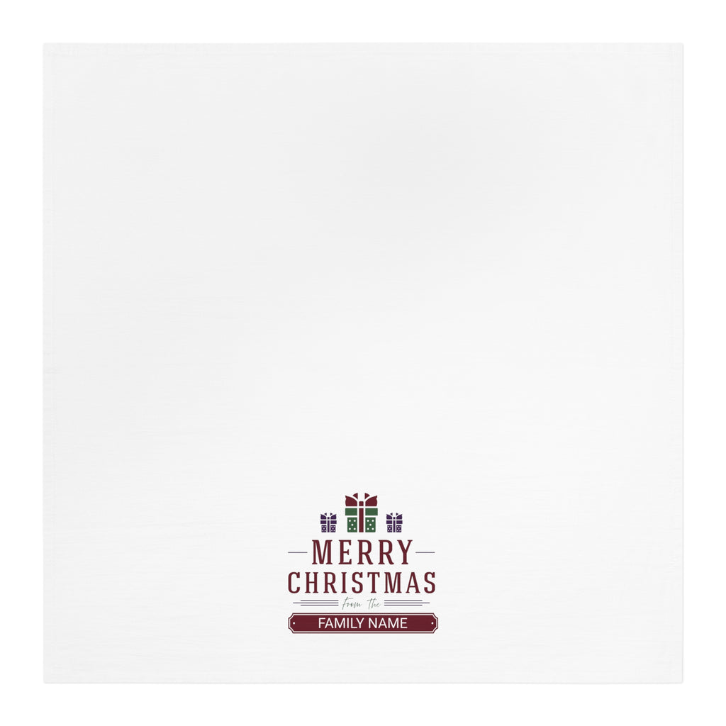 Custom Christmas Tea Towel, Holiday Kitchen Décor, Personalized Gift, Family Name Towel, Festive Home Accessory