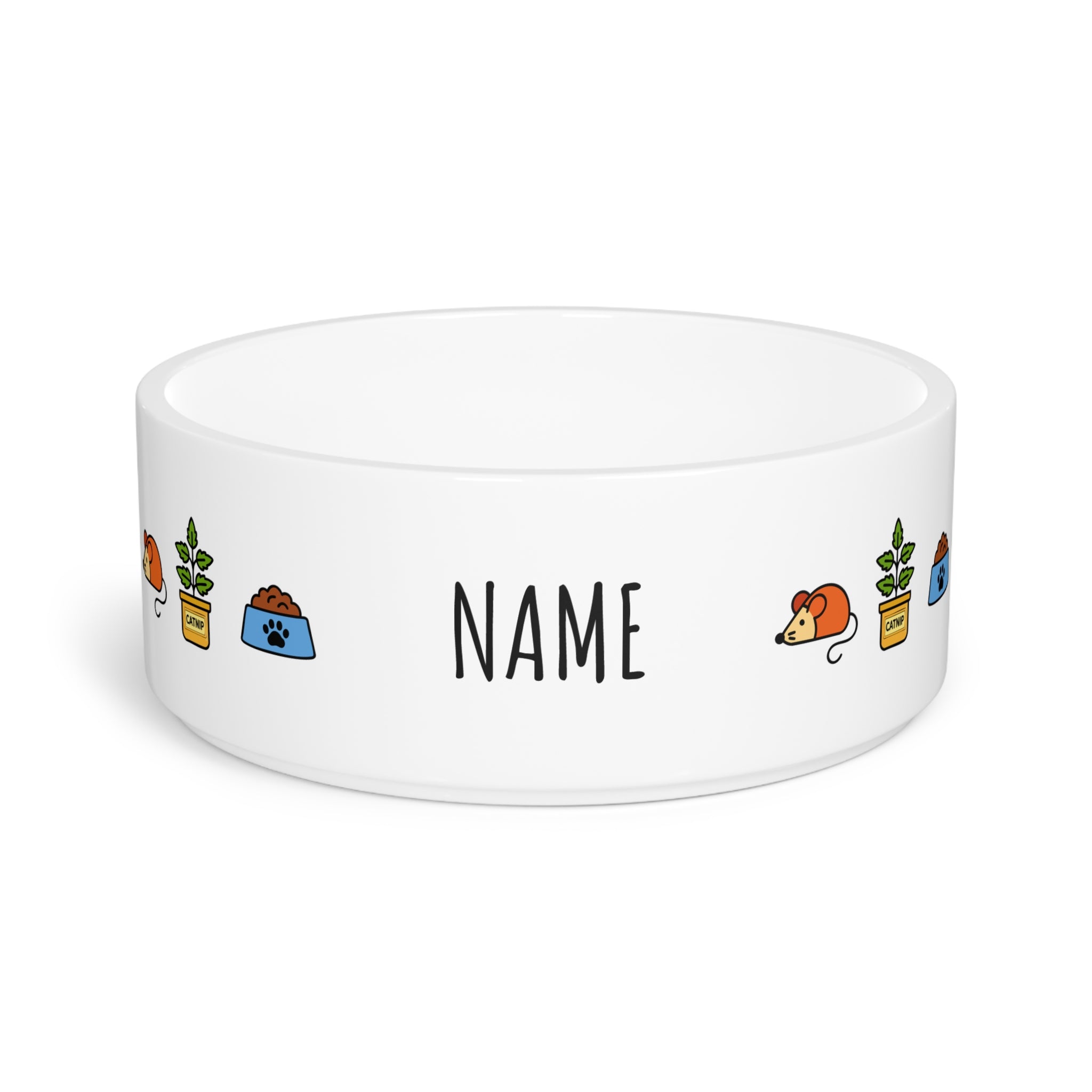 Cat Custom Name Bowl | Personalized ceramic dish with vibrant colors