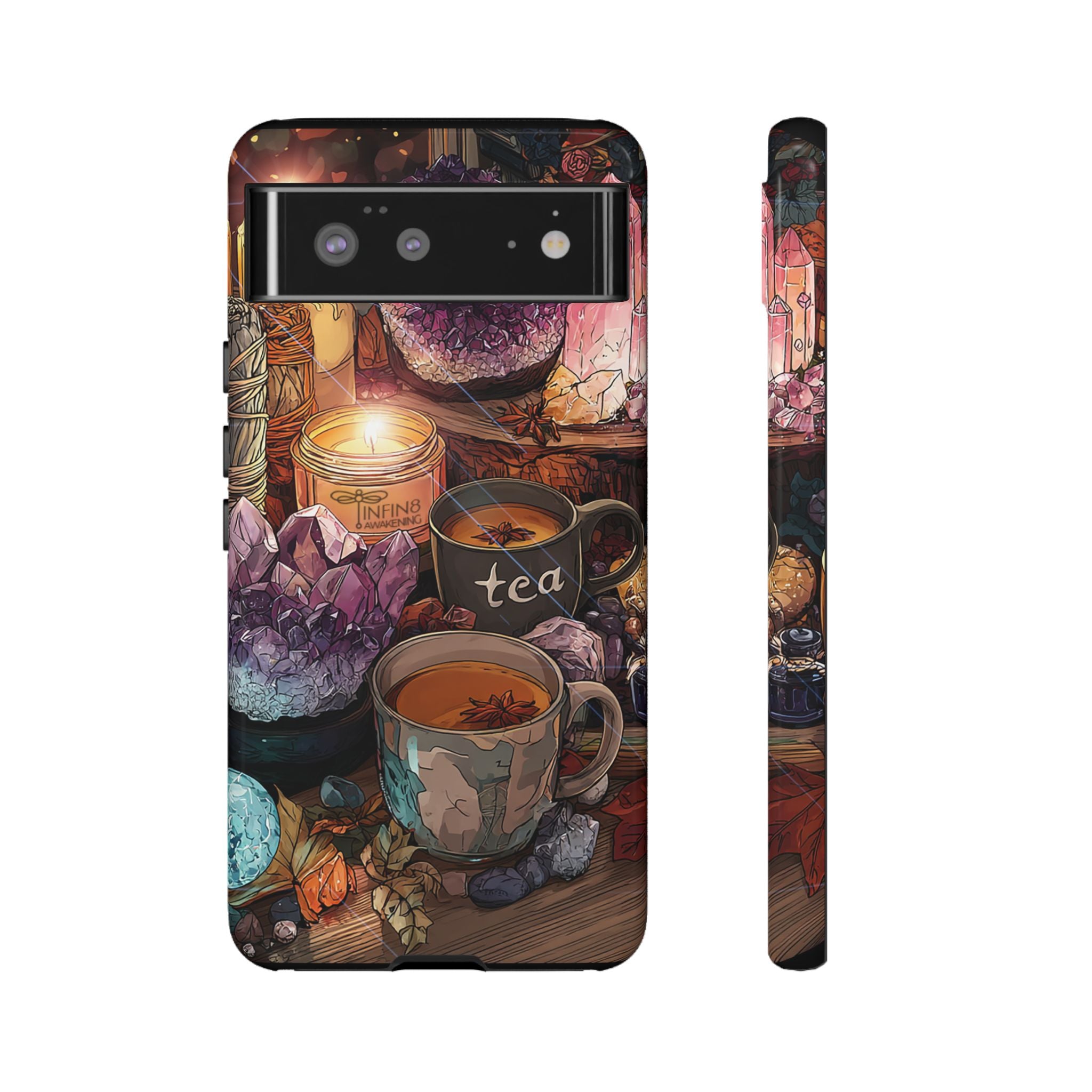 Mystical Crystal Phone Case, Cottagecore Samsung Case - Crystal Tea Lovers Phone Case, Spiritual iPhone Case, Samsung Magical FairyCore Case