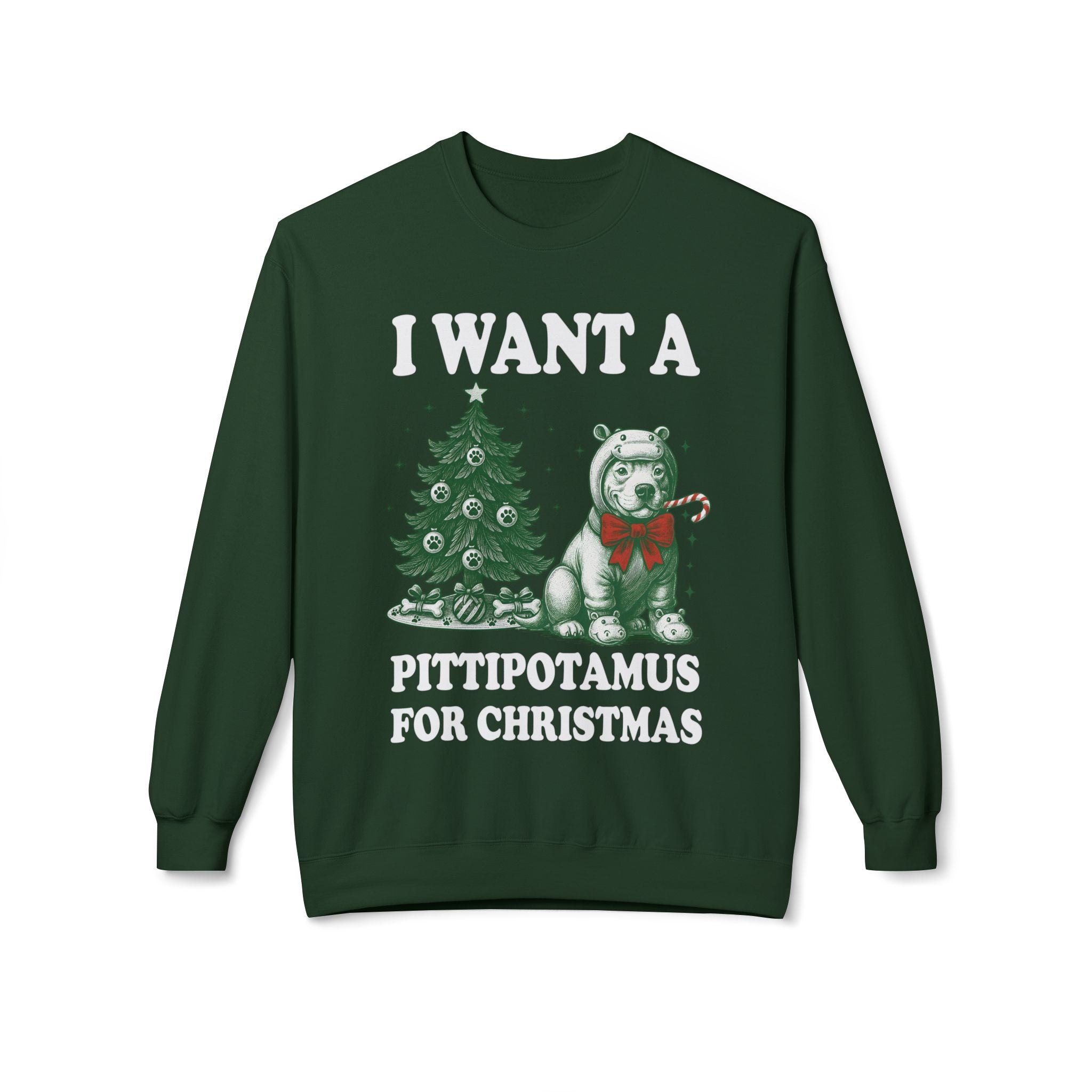 Pitbull Christmas Pullover | Cute Pittipotamus Holiday Sweatshirt for Dog Lovers