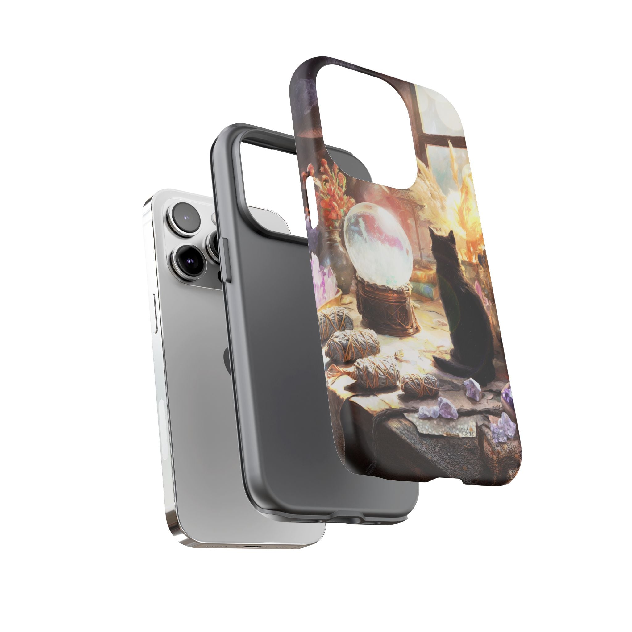 Crystal Phone case, Black Cat Case - Aesthetic Tough Case for Black Cat Lovers, Gift for Her, Witch Decor, Phone Protector, Home Vibes