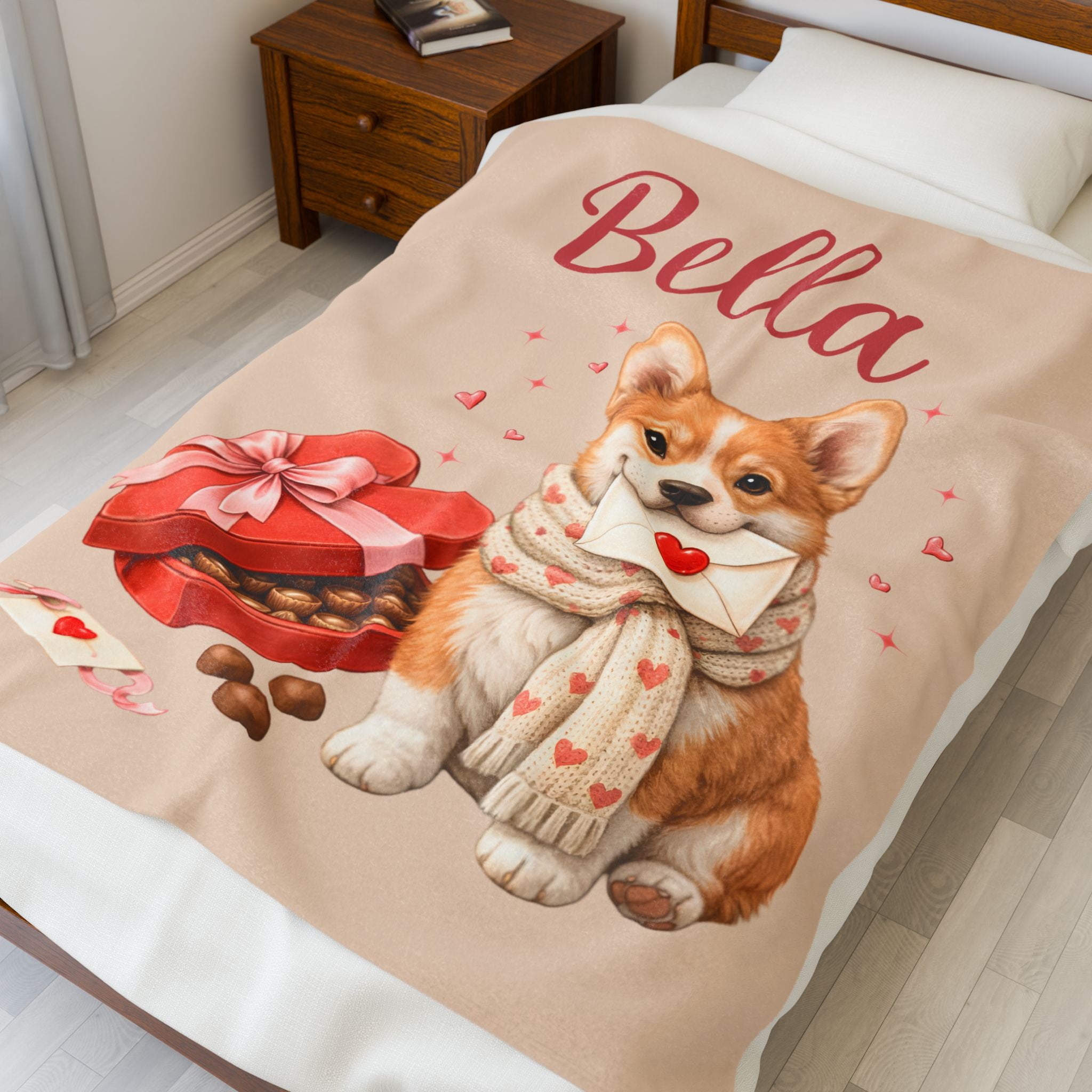 Valentines Day Corgi Custom Blanket | Valentine Plush Dog Lover Throw for Cozy Nights