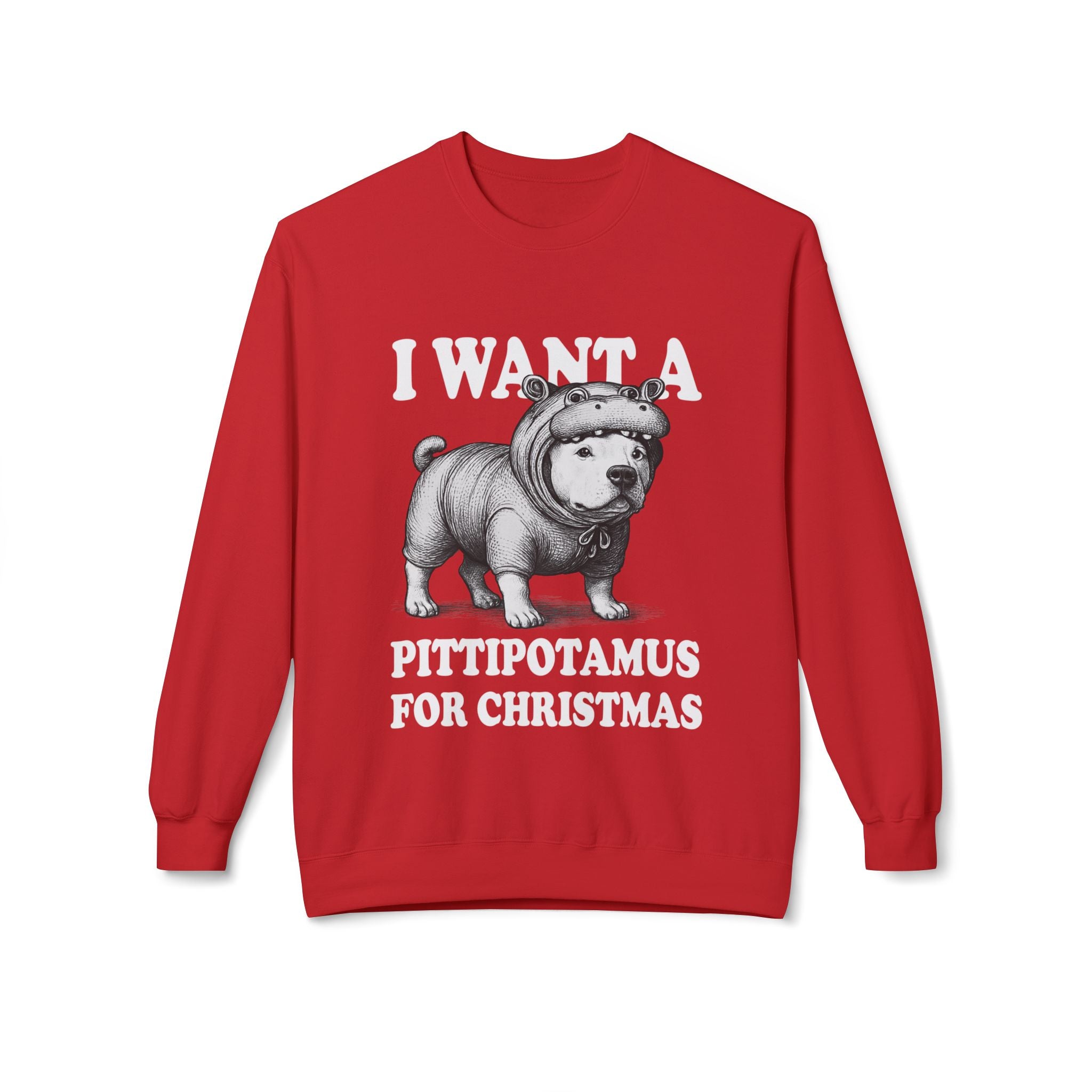 Dog Pitbull Christmas Sweatshirt | Cute Pittipotamus Holiday Pullover for Dog Lovers