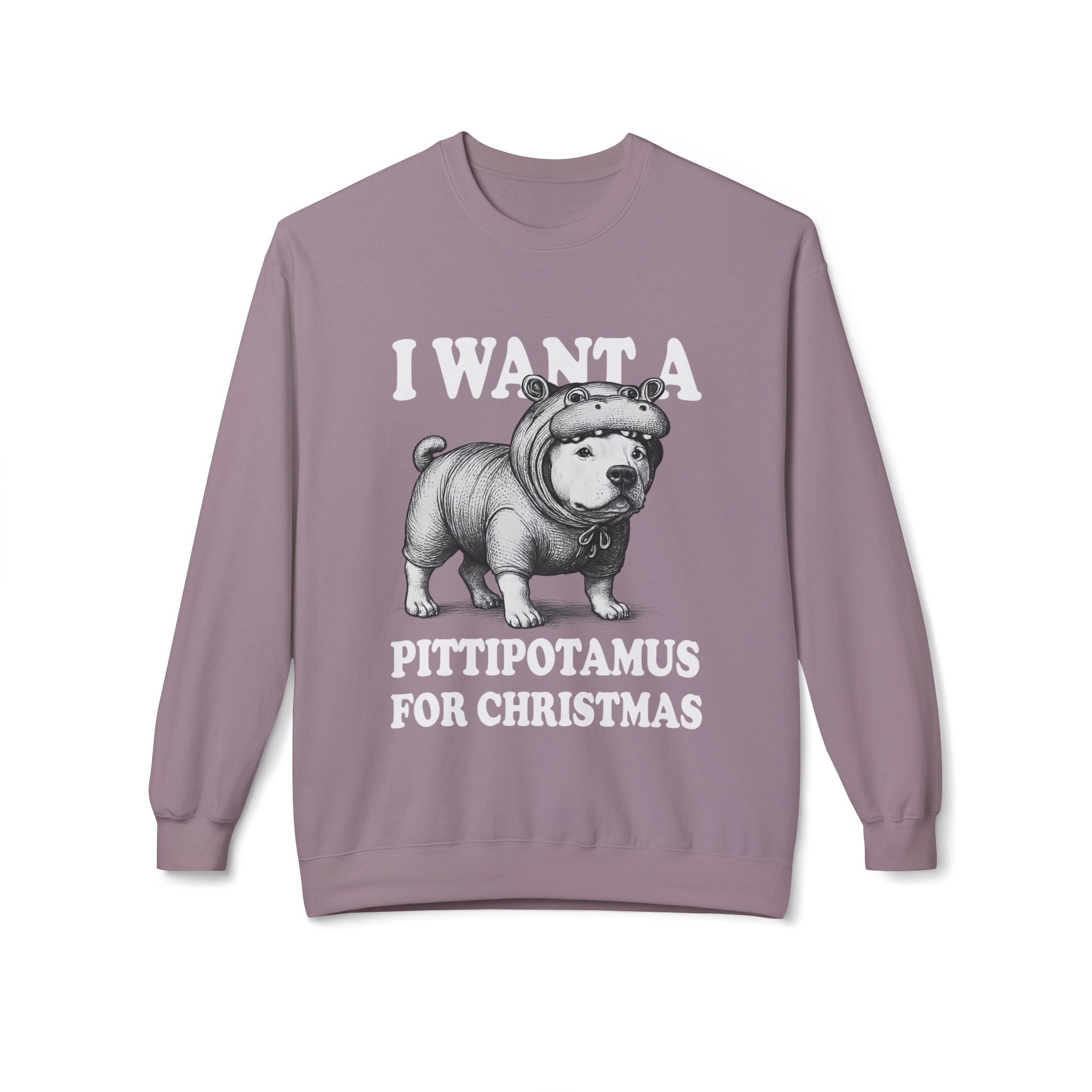Dog Pitbull Christmas Sweatshirt | Cute Pittipotamus Holiday Pullover for Dog Lovers