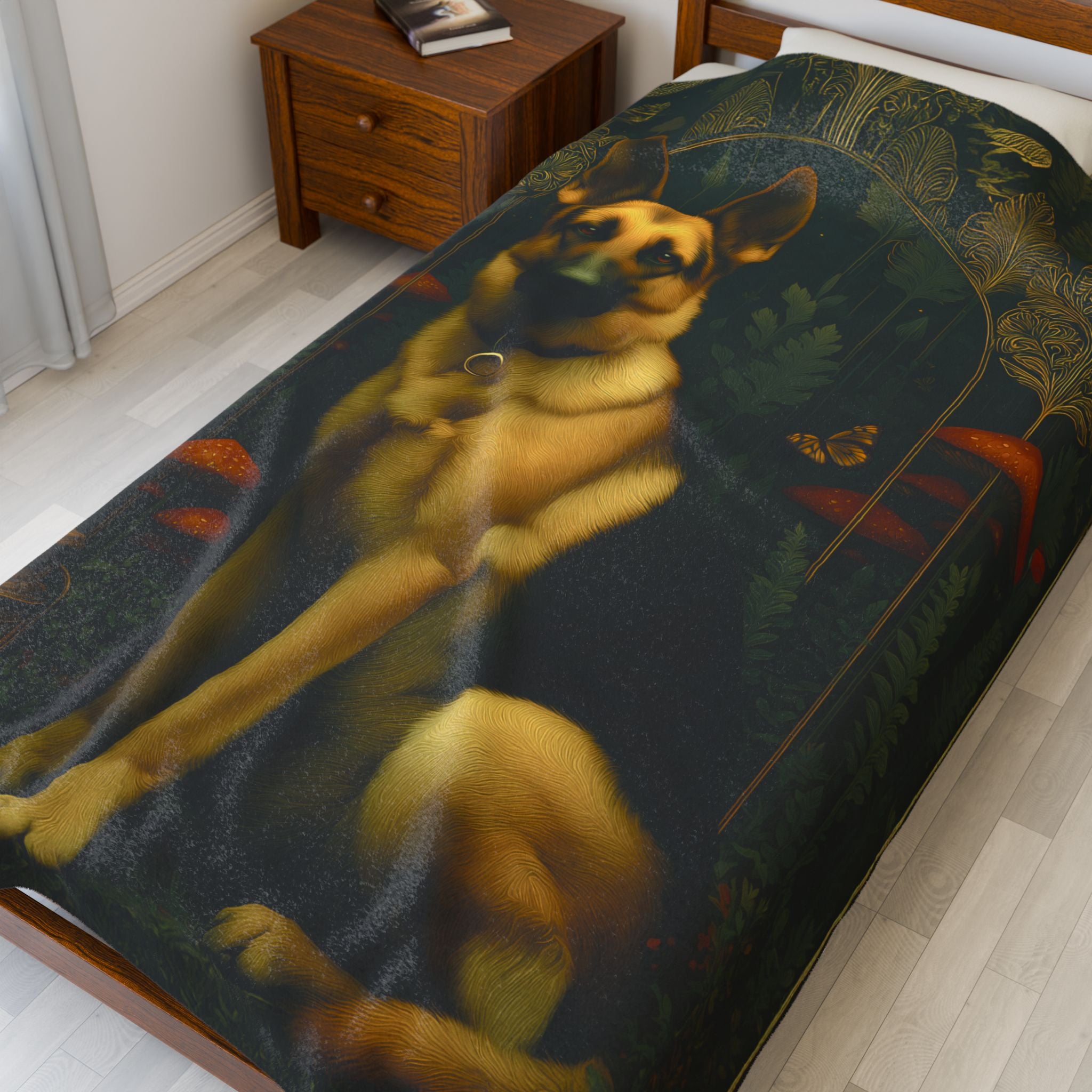German Shepherd Blanket Plush | Cozy Caverncore Dog Throw for Cottagecore & Poetic Homes