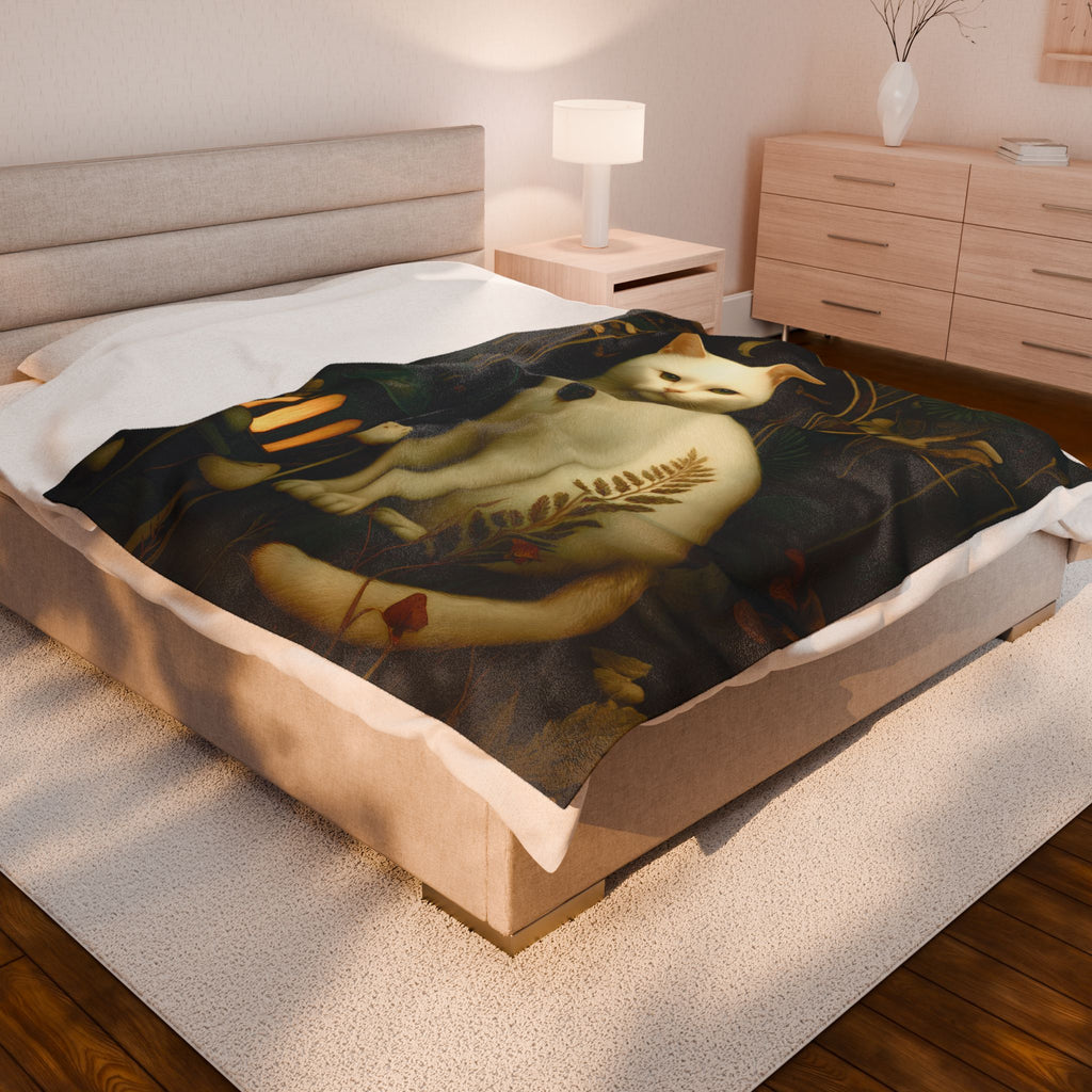 The Moonlit Cat Blanket | The Forest Garden Collection Mystical Feline Throw for Cozy Homes