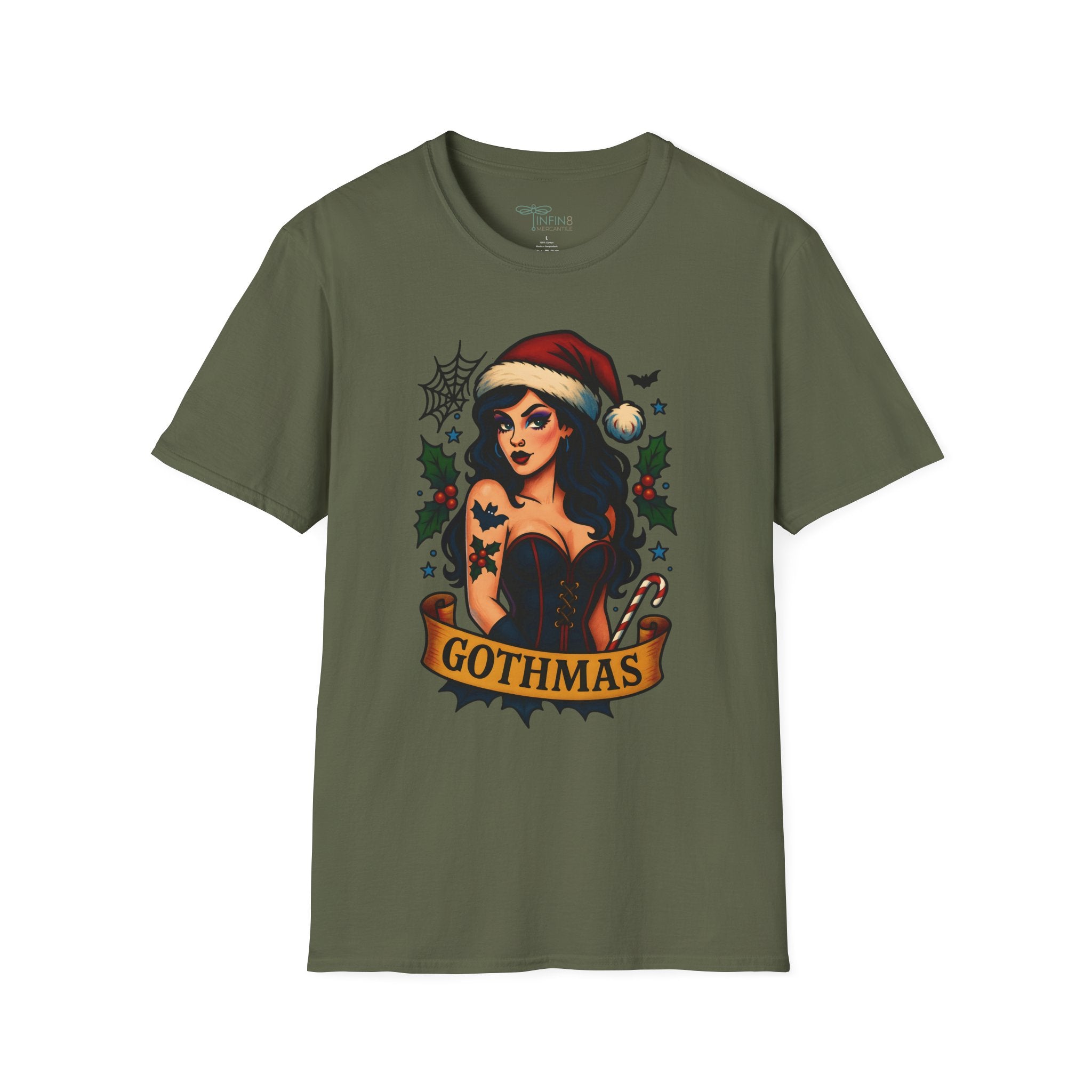 Gothmas Pin-Up T-Shirt | Men's Vintage Tattoo Christmas Tee