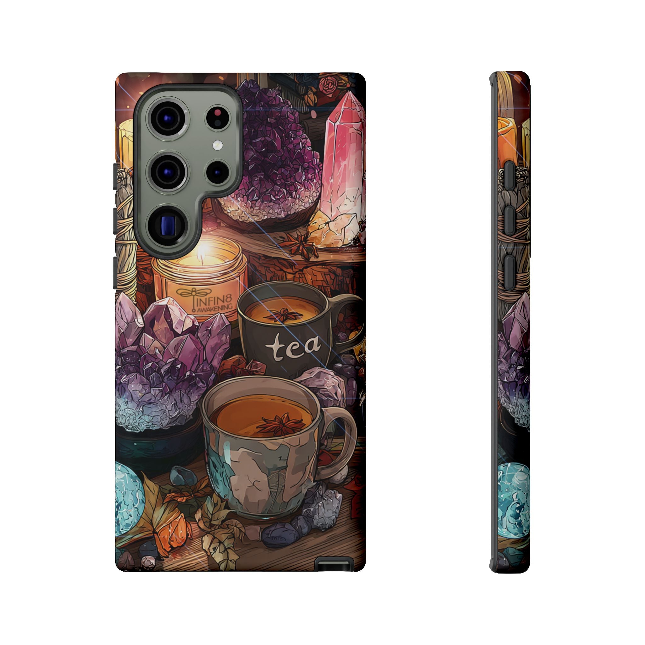 Mystical Crystal Phone Case, Cottagecore Samsung Case - Crystal Tea Lovers Phone Case, Spiritual iPhone Case, Samsung Magical FairyCore Case