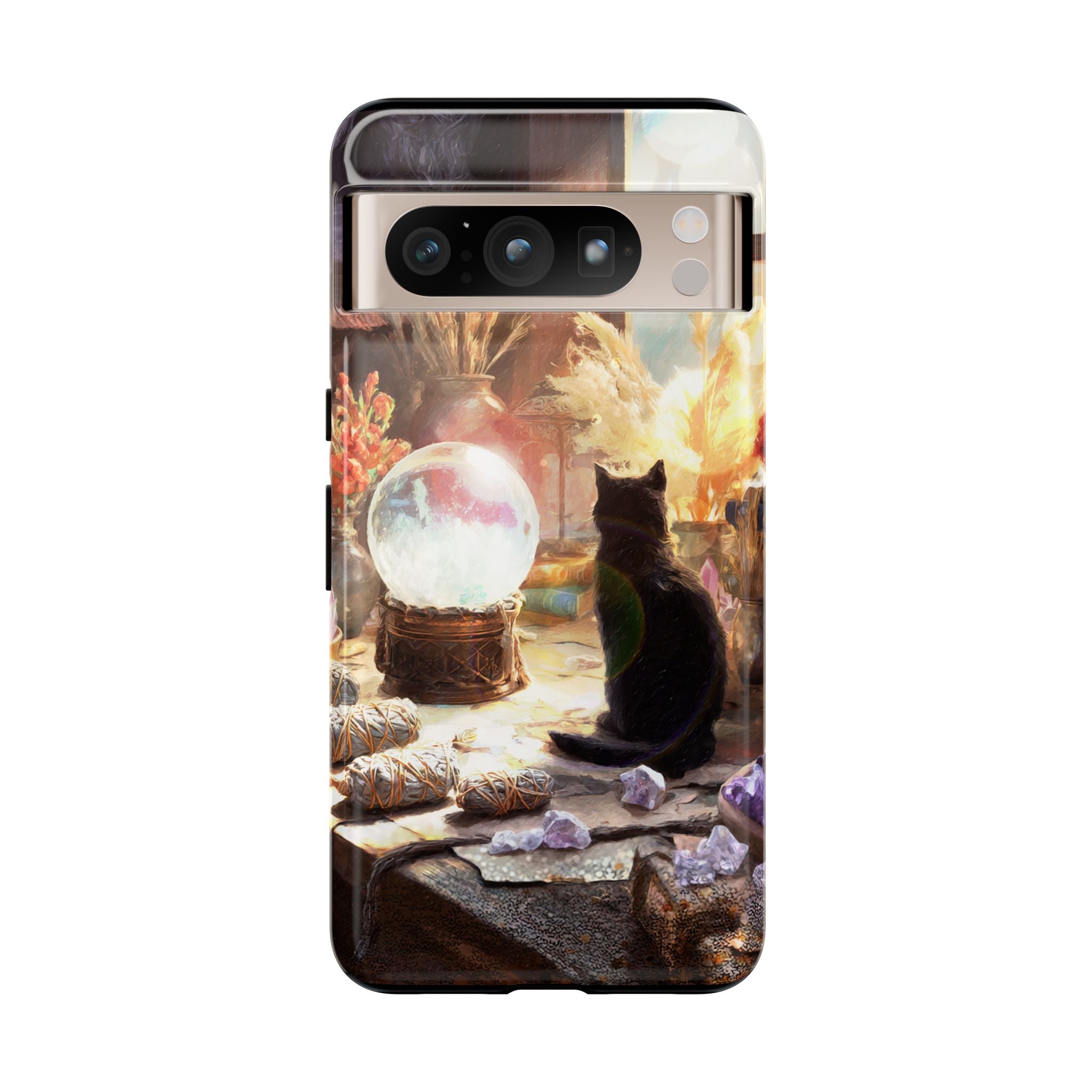 Crystal Phone case, Black Cat Case - Aesthetic Tough Case for Black Cat Lovers, Gift for Her, Witch Decor, Phone Protector, Home Vibes