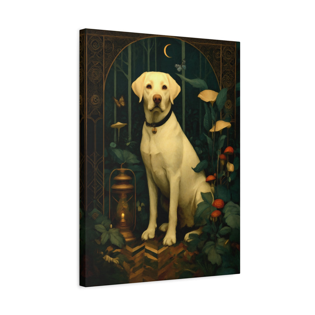Yellow Labrador Retriever Canvas | Forest Garden Botanical Dog Wall Art with Painterlye