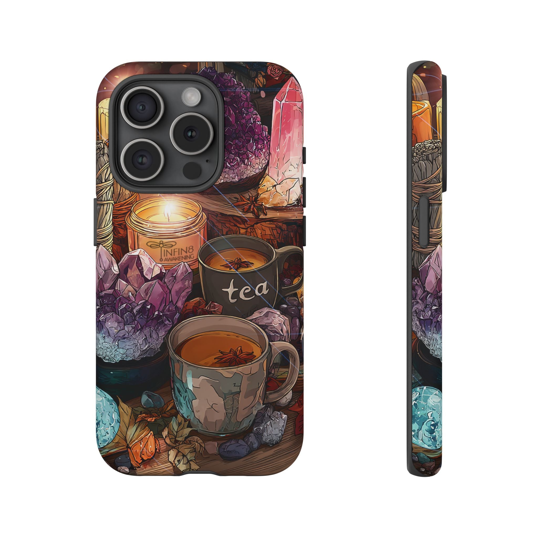 Mystical Crystal Phone Case, Cottagecore Samsung Case - Crystal Tea Lovers Phone Case, Spiritual iPhone Case, Samsung Magical FairyCore Case