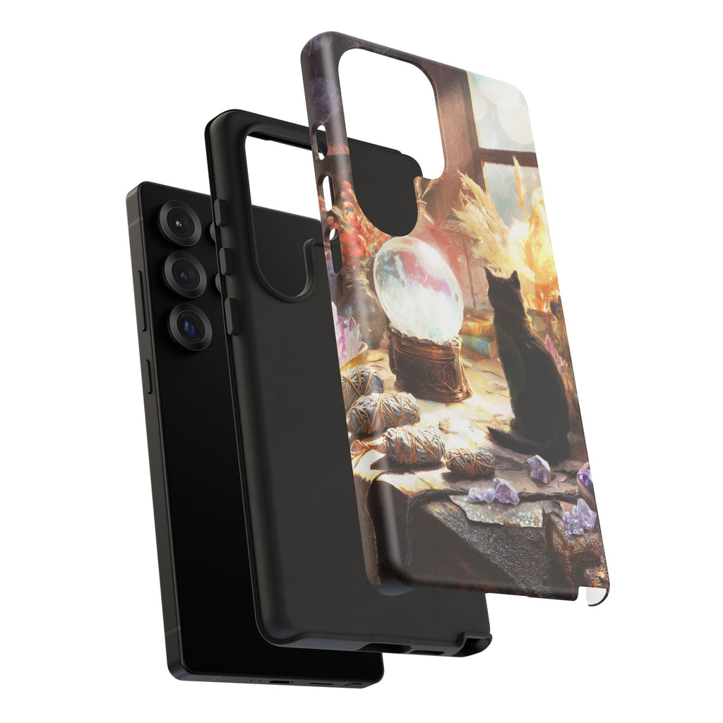 Crystal Phone case, Black Cat Case - Aesthetic Tough Case for Black Cat Lovers, Gift for Her, Witch Decor, Phone Protector, Home Vibes