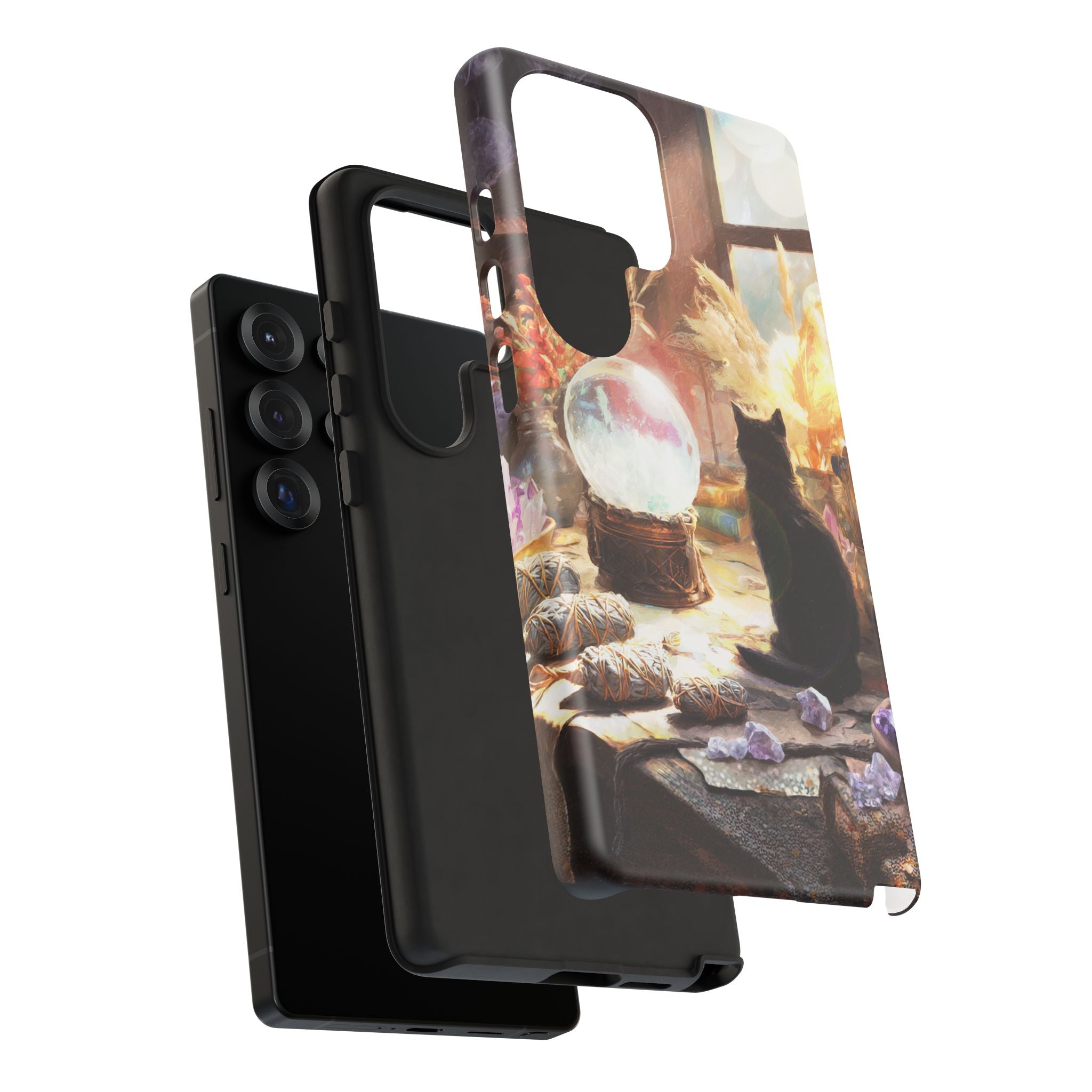 Crystal Phone case, Black Cat Case - Aesthetic Tough Case for Black Cat Lovers, Gift for Her, Witch Decor, Phone Protector, Home Vibes