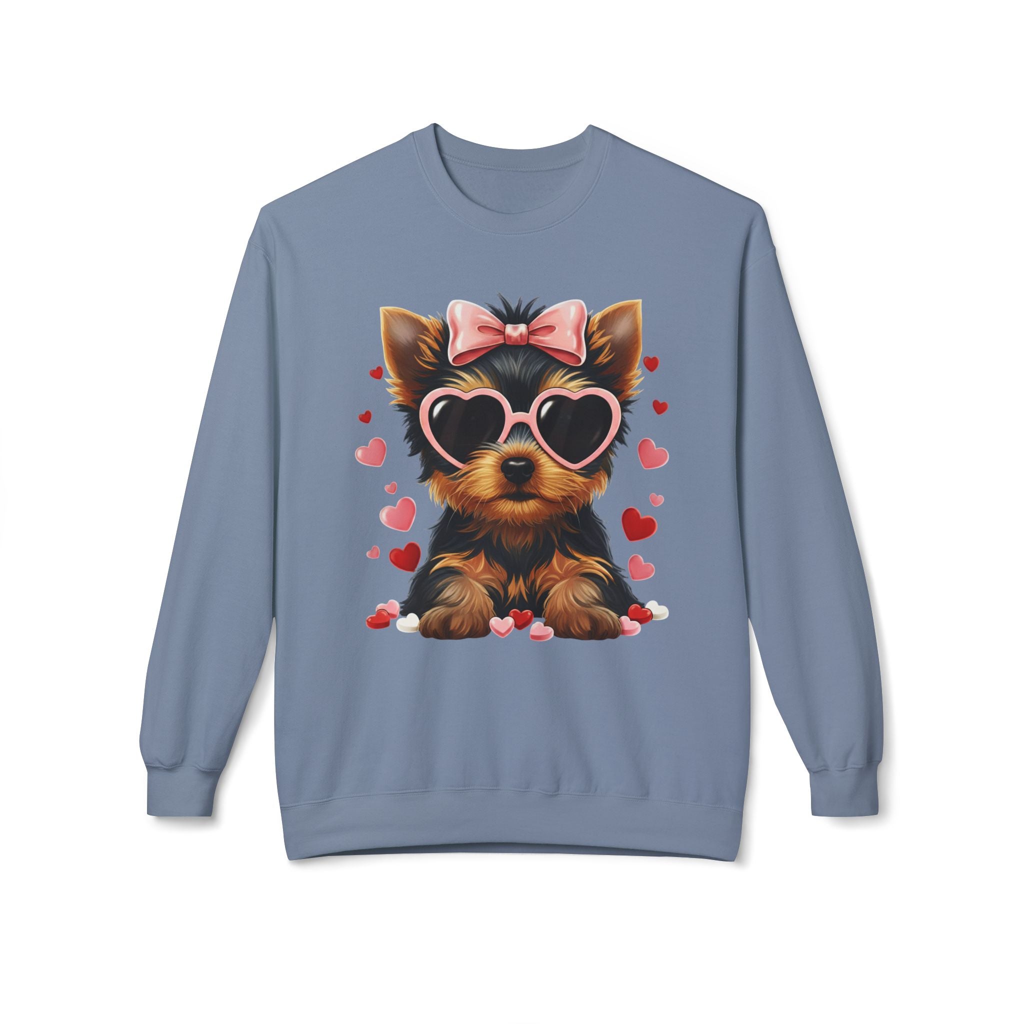 Yorkshire Terrier Valentine Shirt | Yorkie Heart Sunglasses Pullover Sweatshirt Gift for Her