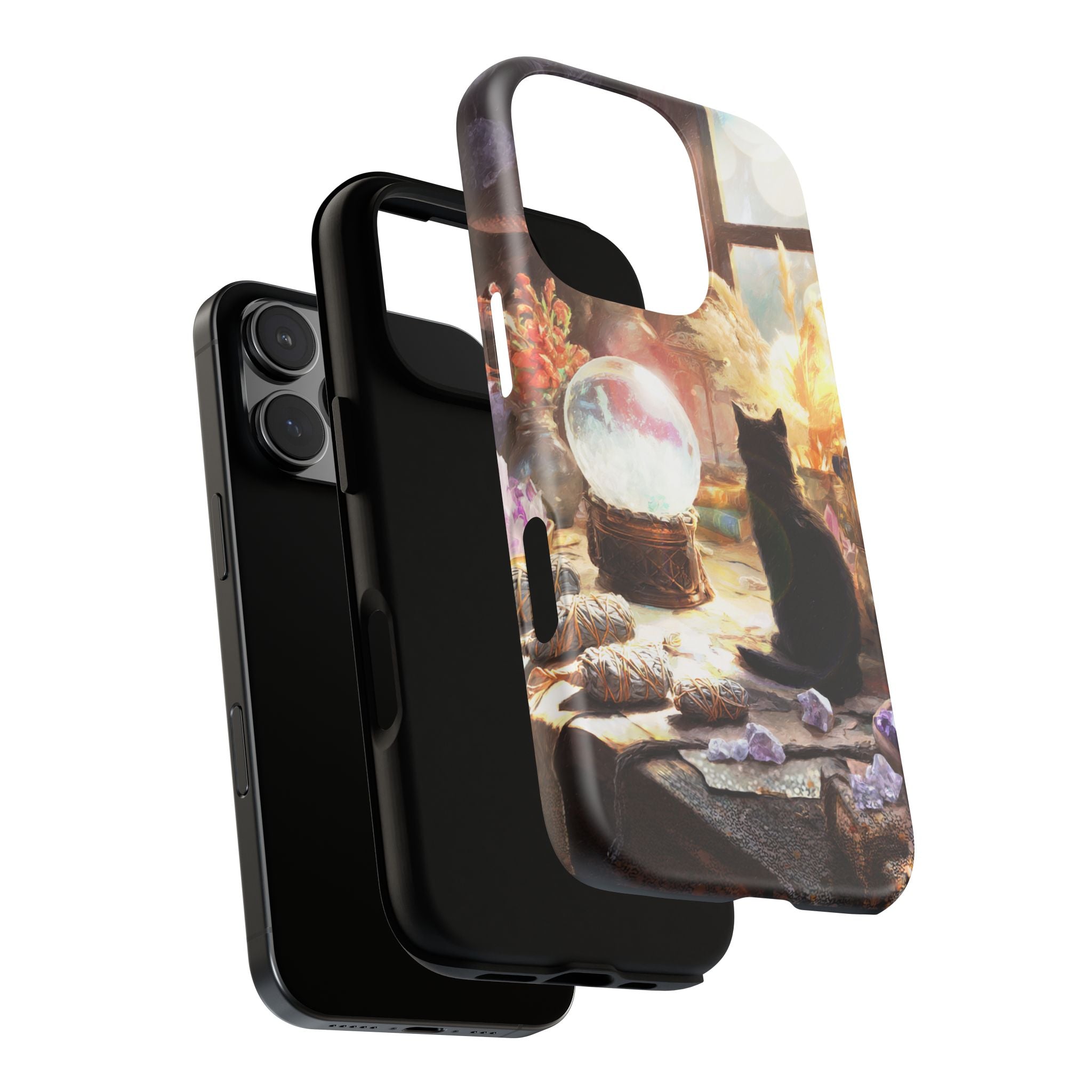 Crystal Phone case, Black Cat Case - Aesthetic Tough Case for Black Cat Lovers, Gift for Her, Witch Decor, Phone Protector, Home Vibes