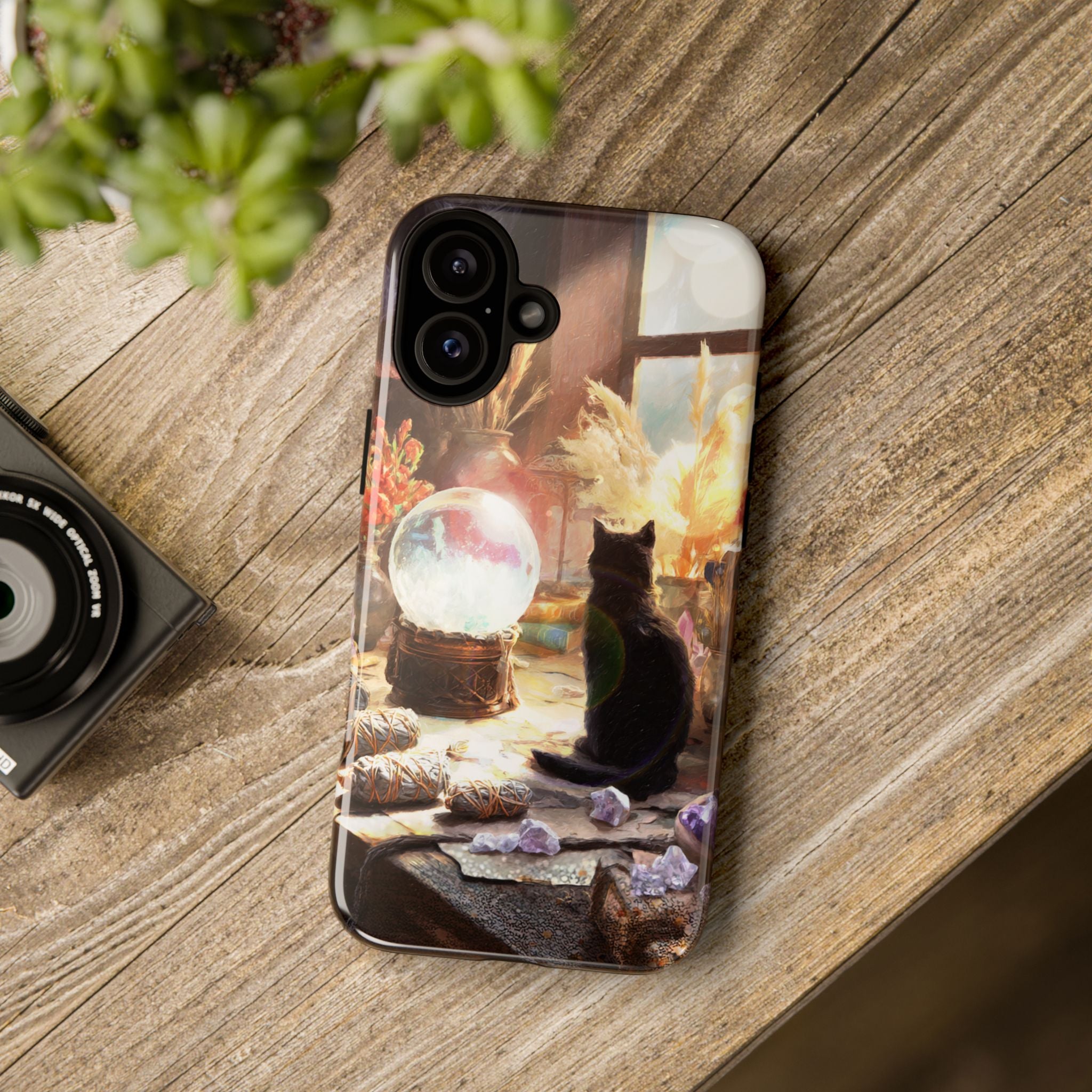 Crystal Phone case, Black Cat Case - Aesthetic Tough Case for Black Cat Lovers, Gift for Her, Witch Decor, Phone Protector, Home Vibes