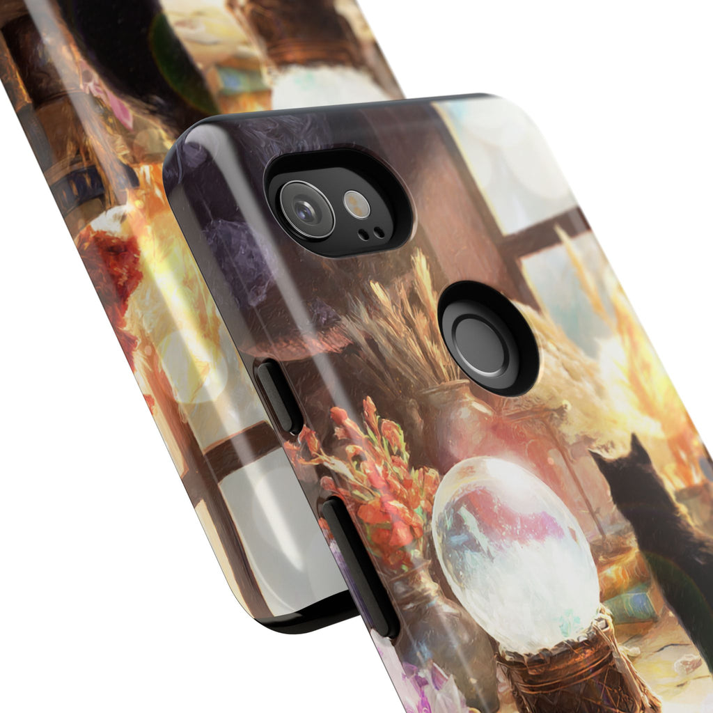 Crystal Phone case, Black Cat Case - Aesthetic Tough Case for Black Cat Lovers, Gift for Her, Witch Decor, Phone Protector, Home Vibes