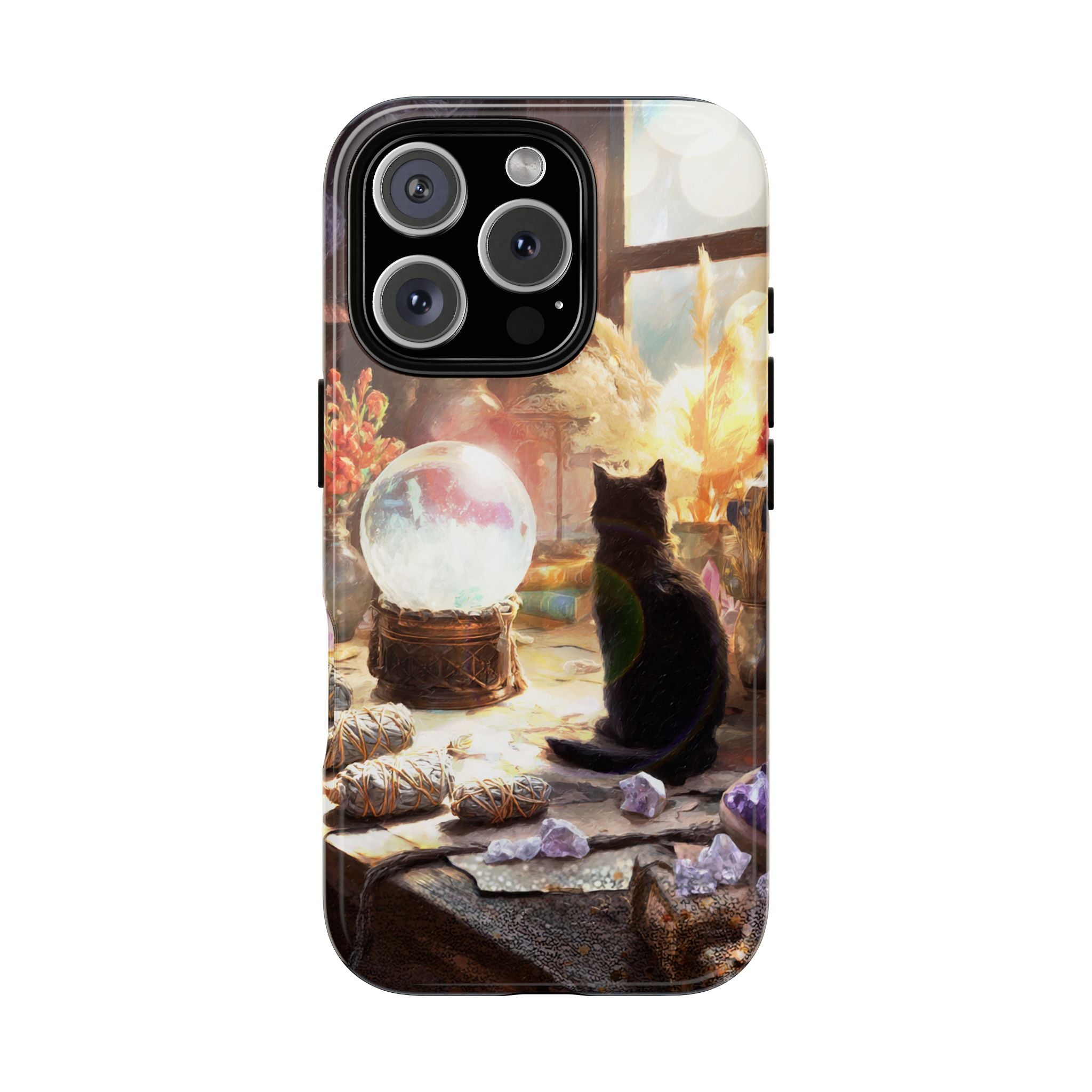 Crystal Phone case, Black Cat Case - Aesthetic Tough Case for Black Cat Lovers, Gift for Her, Witch Decor, Phone Protector, Home Vibes