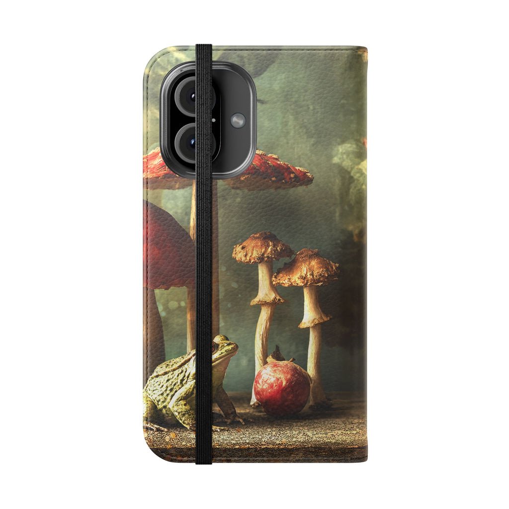 Mushroom & Frog Flip Phone Case — Cute Woodland Phone Cover