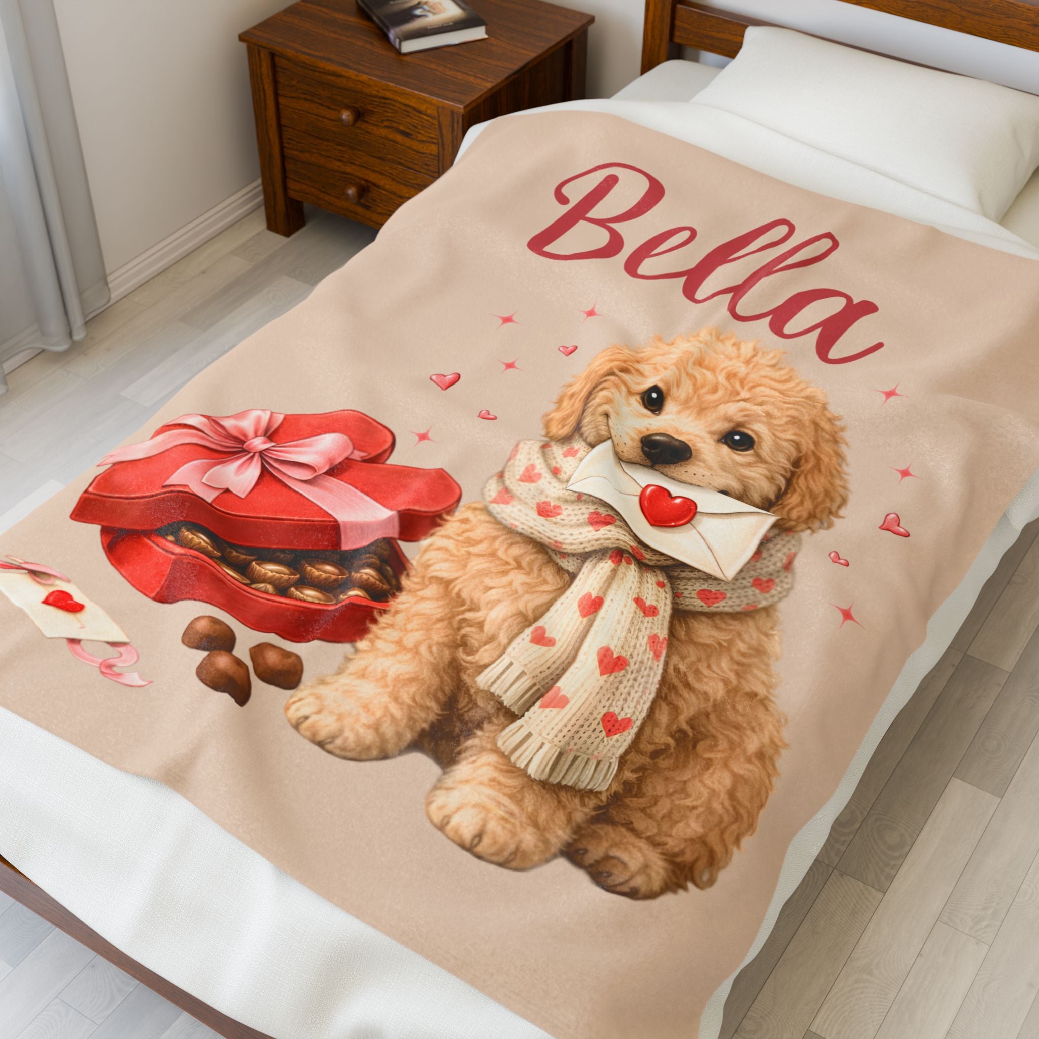 Valentines Day Goldendoodle Blanket | Valentine Plush Dog Lover Throw for Cozy Evenings