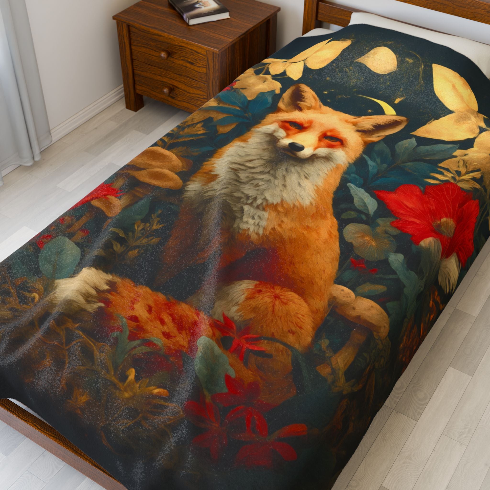 Red Fox Woodland Blanket | Cozy Luxury Forest Throw for Nature-Inspired Homes