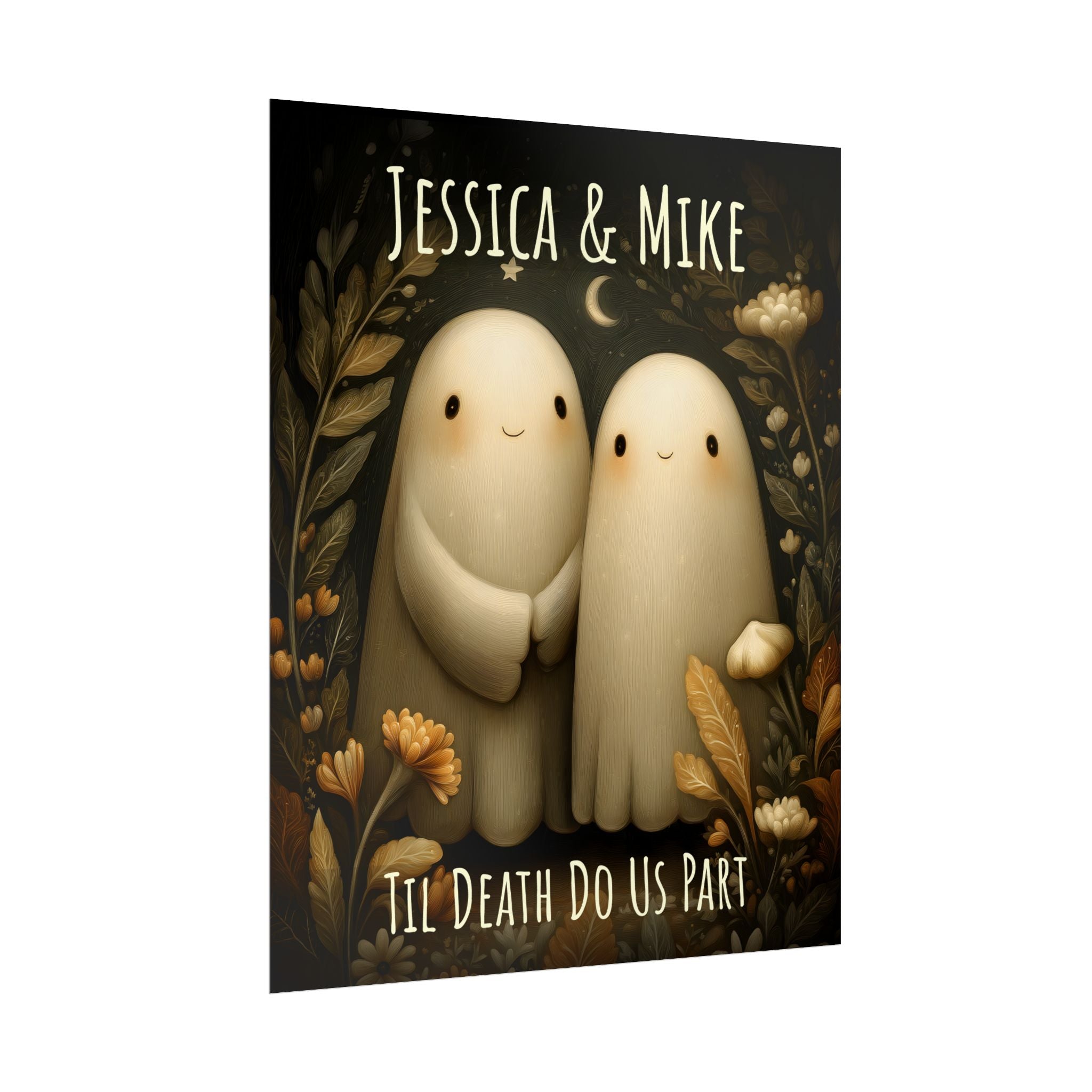 Valentine Poster Til Death Do Us Part Ghost | UNFRAMED Custom Name Valentines Day Wall Art for Couples