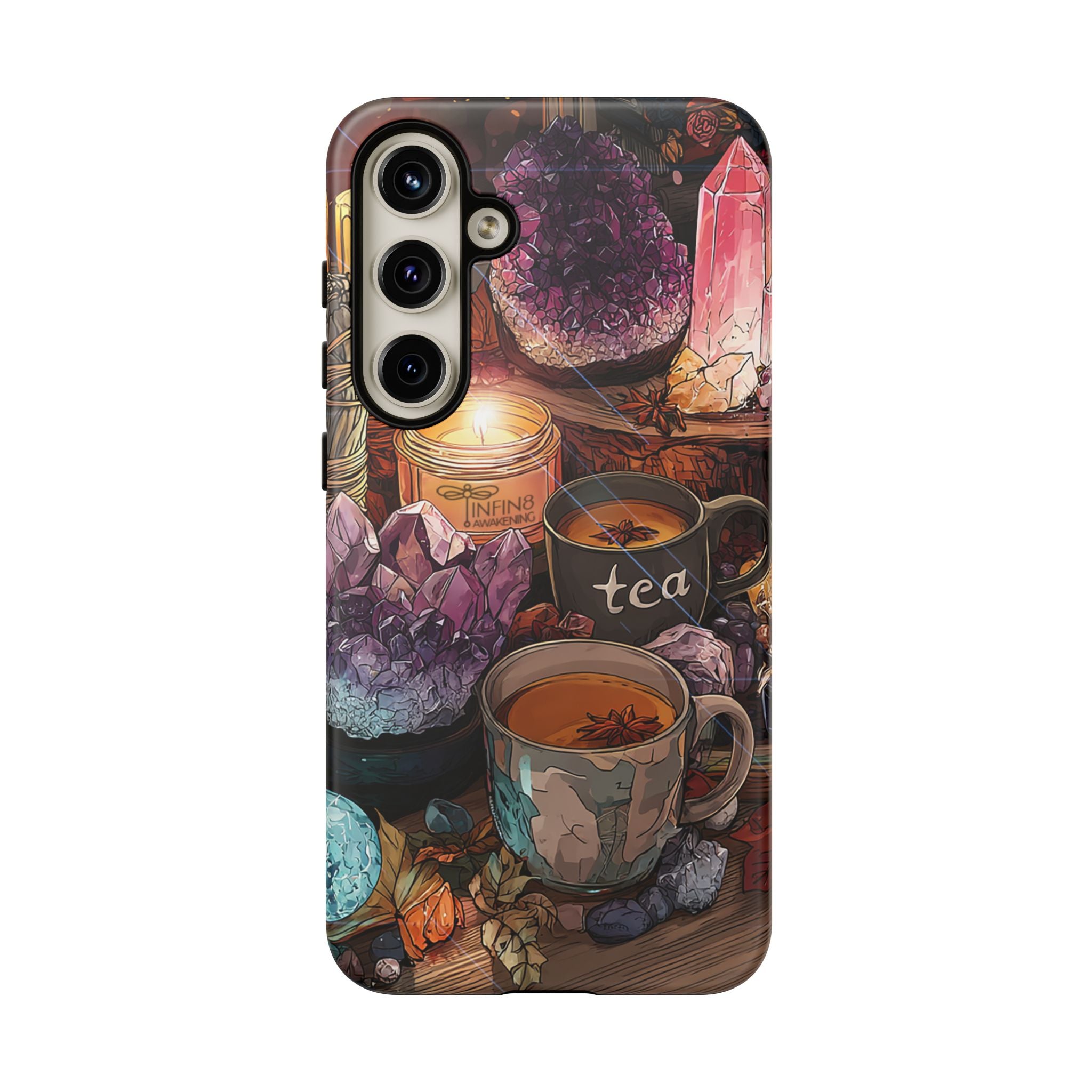 Mystical Crystal Phone Case, Cottagecore Samsung Case - Crystal Tea Lovers Phone Case, Spiritual iPhone Case, Samsung Magical FairyCore Case