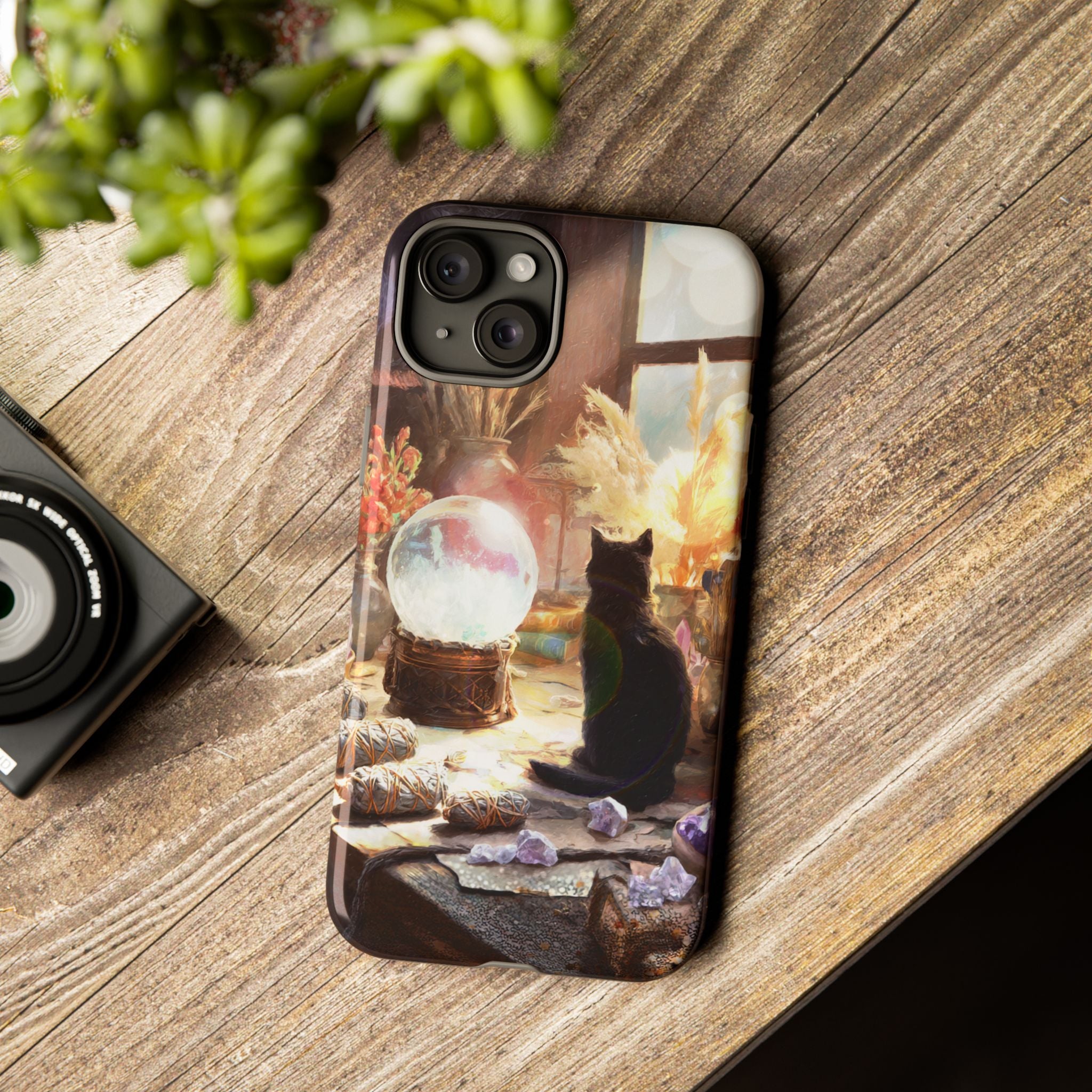 Crystal Phone case, Black Cat Case - Aesthetic Tough Case for Black Cat Lovers, Gift for Her, Witch Decor, Phone Protector, Home Vibes