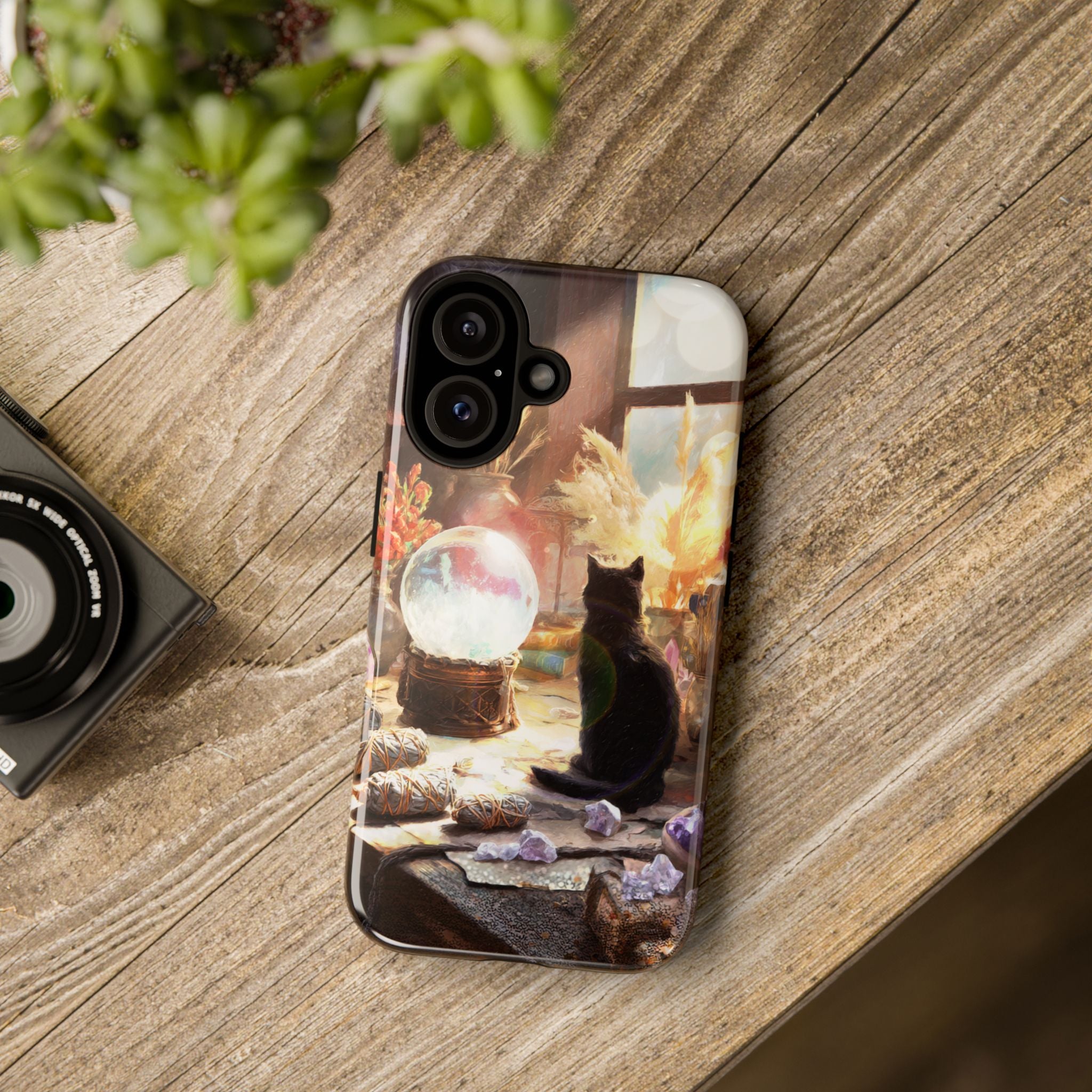 Crystal Phone case, Black Cat Case - Aesthetic Tough Case for Black Cat Lovers, Gift for Her, Witch Decor, Phone Protector, Home Vibes