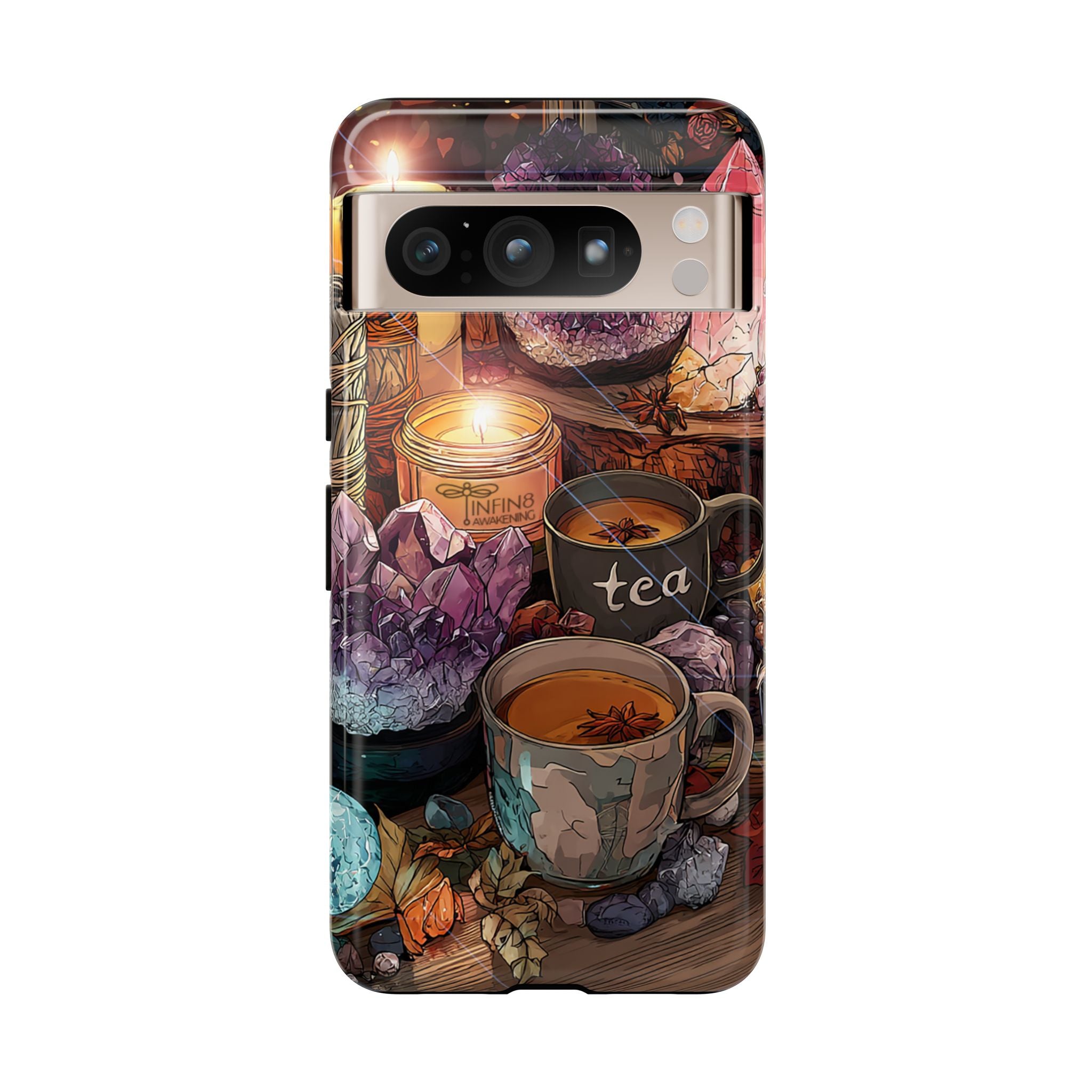 Mystical Crystal Phone Case, Cottagecore Samsung Case - Crystal Tea Lovers Phone Case, Spiritual iPhone Case, Samsung Magical FairyCore Case