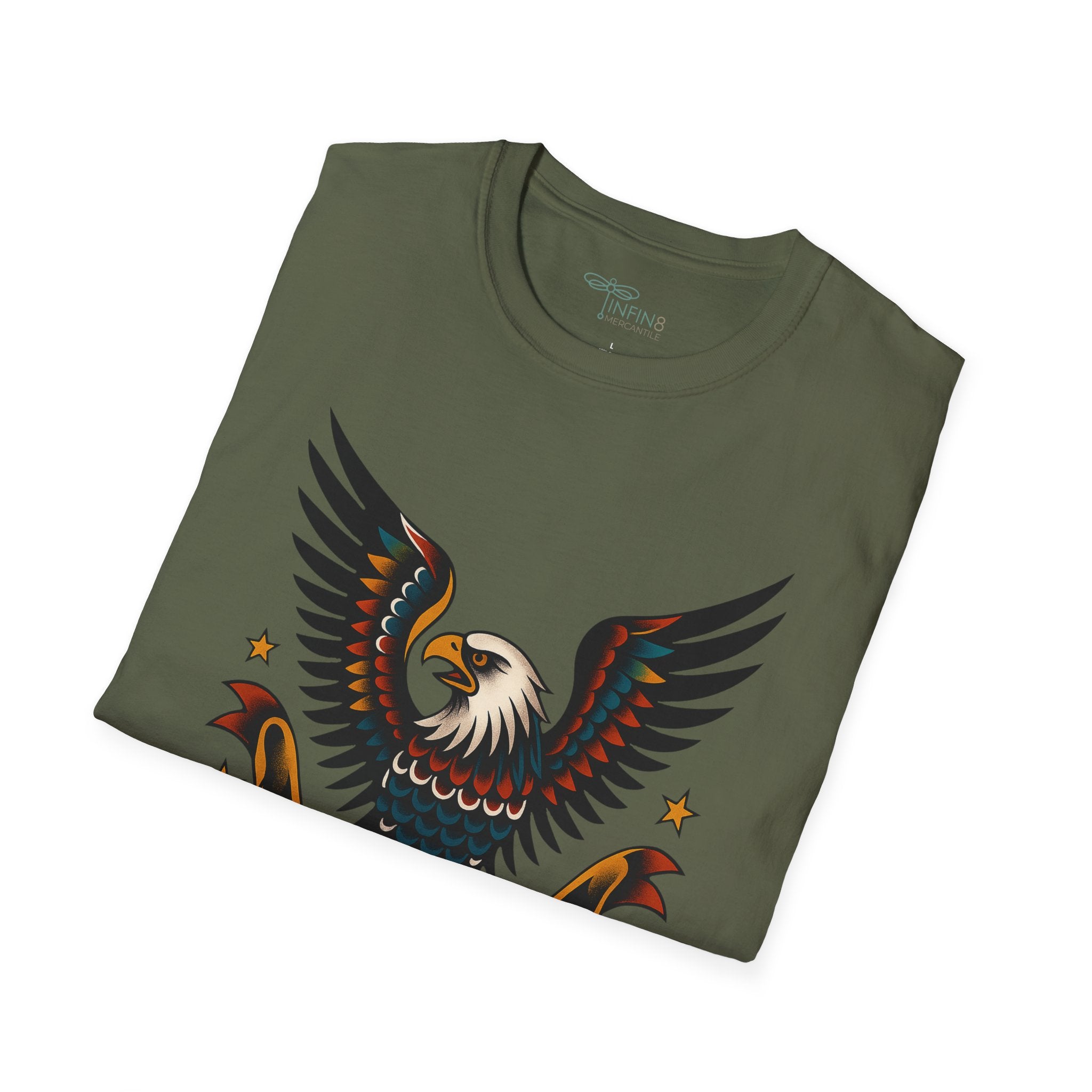 Traditional Tattoo Eagle Shirt | Men's Tattoo Graphic Tee American Style Soft Cotton Patriotic