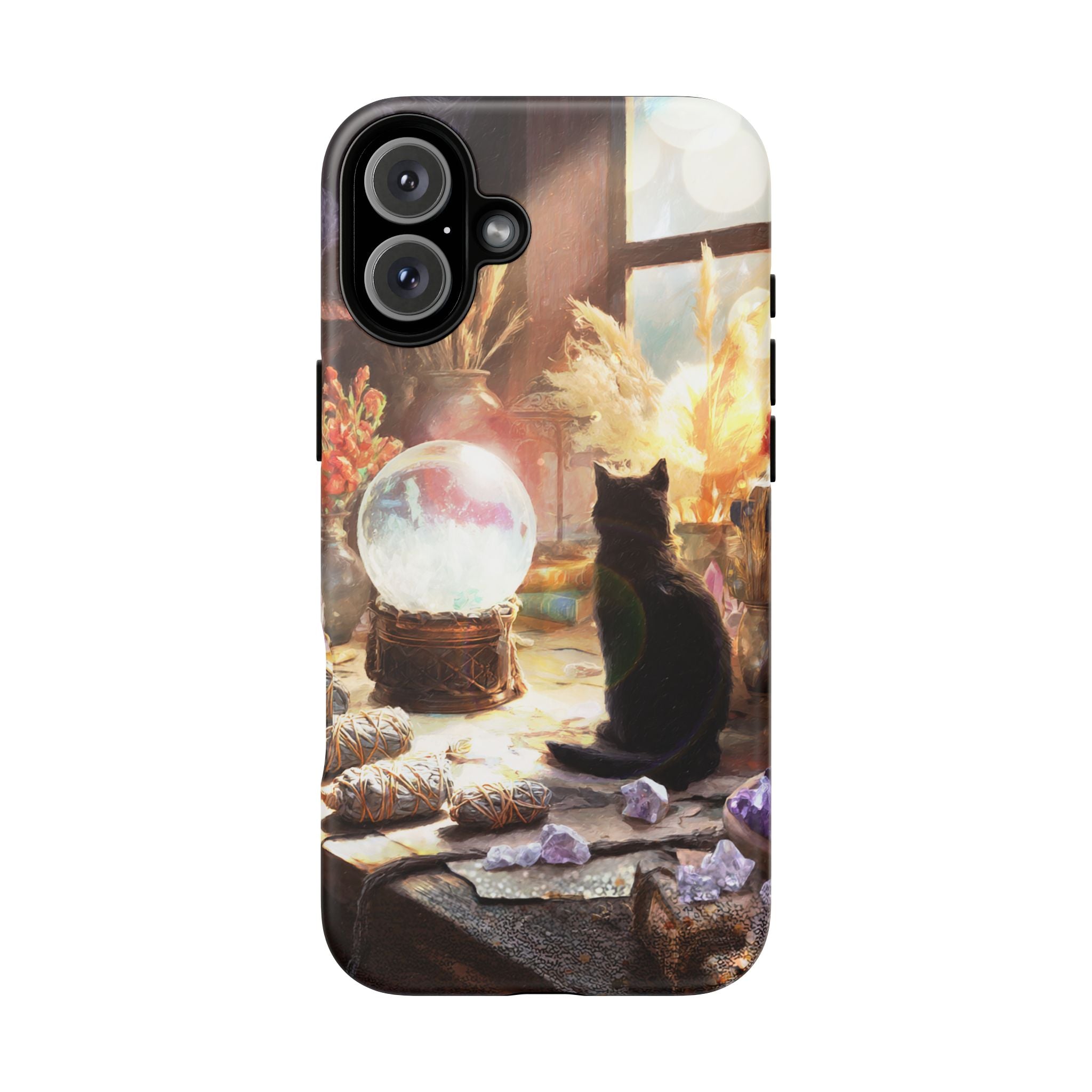 Crystal Phone case, Black Cat Case - Aesthetic Tough Case for Black Cat Lovers, Gift for Her, Witch Decor, Phone Protector, Home Vibes