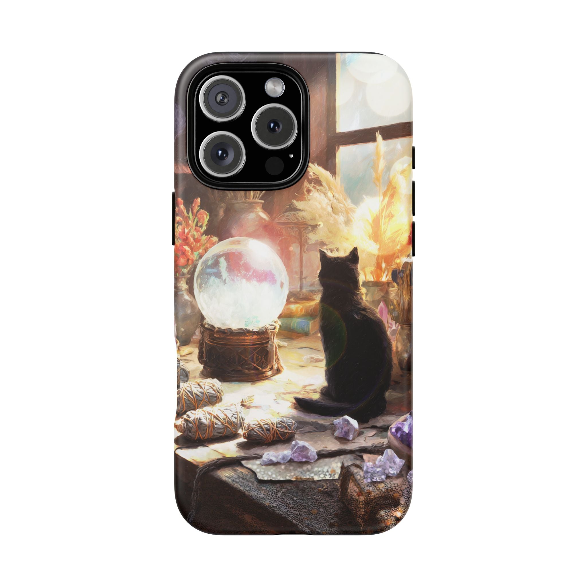 Crystal Phone case, Black Cat Case - Aesthetic Tough Case for Black Cat Lovers, Gift for Her, Witch Decor, Phone Protector, Home Vibes
