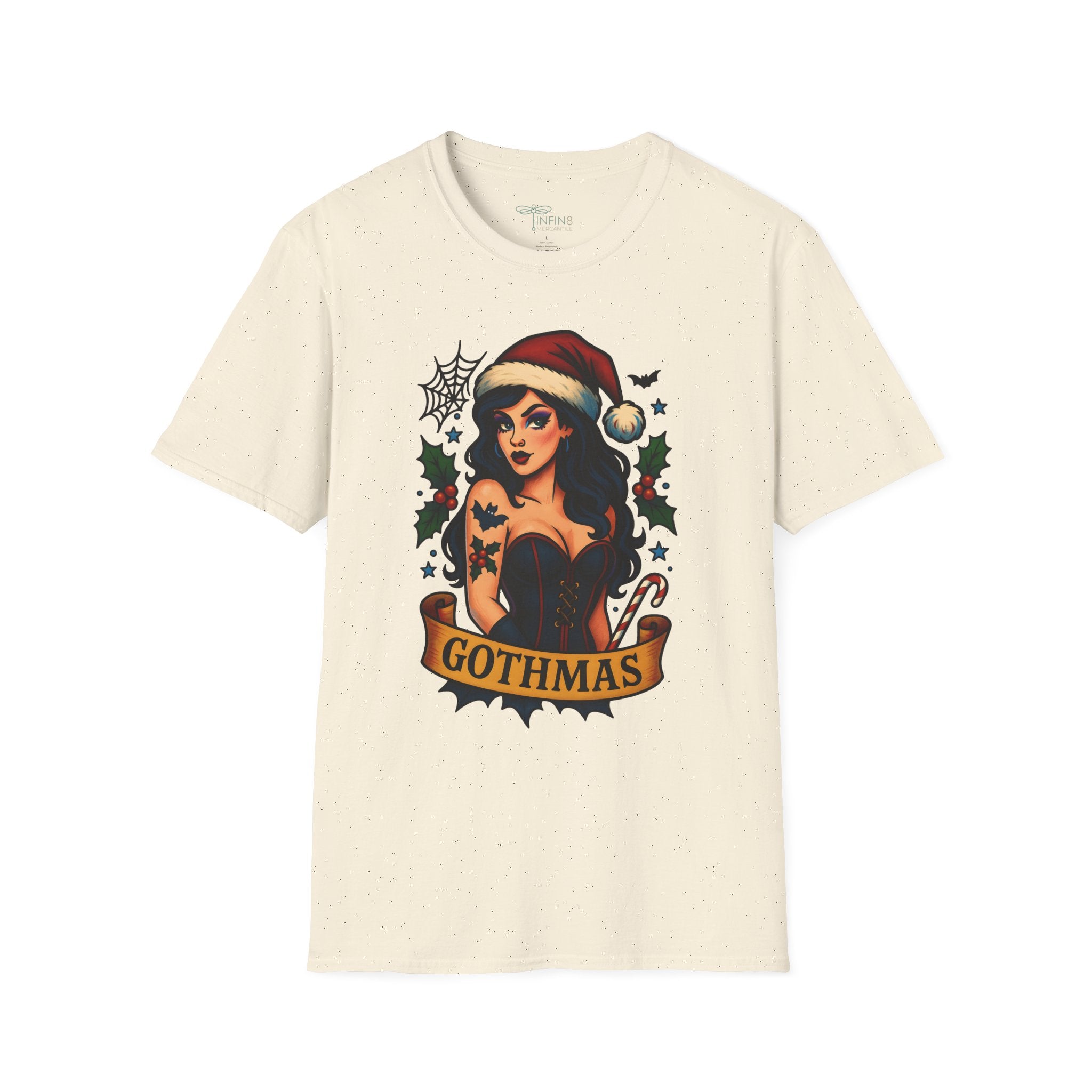 Gothmas Pin-Up T-Shirt | Men's Vintage Tattoo Christmas Tee