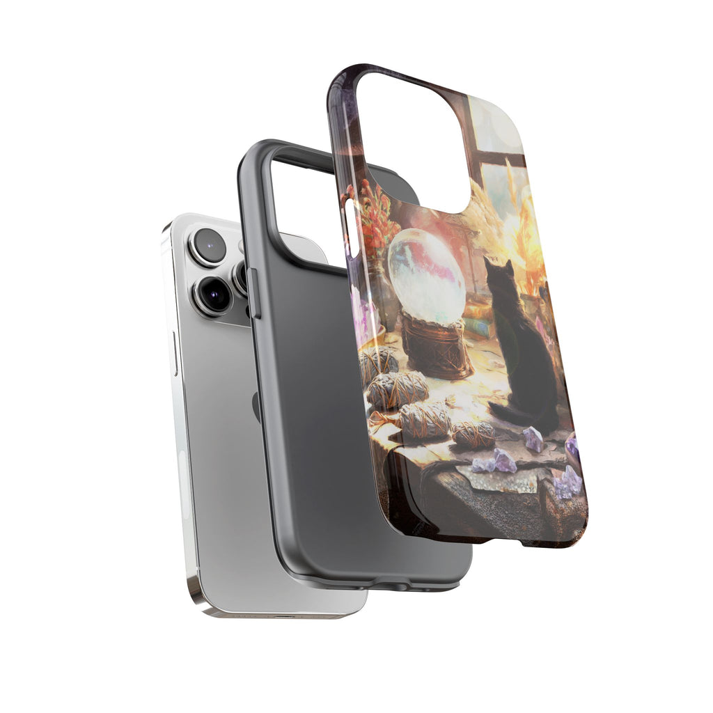 Crystal Phone case, Black Cat Case - Aesthetic Tough Case for Black Cat Lovers, Gift for Her, Witch Decor, Phone Protector, Home Vibes