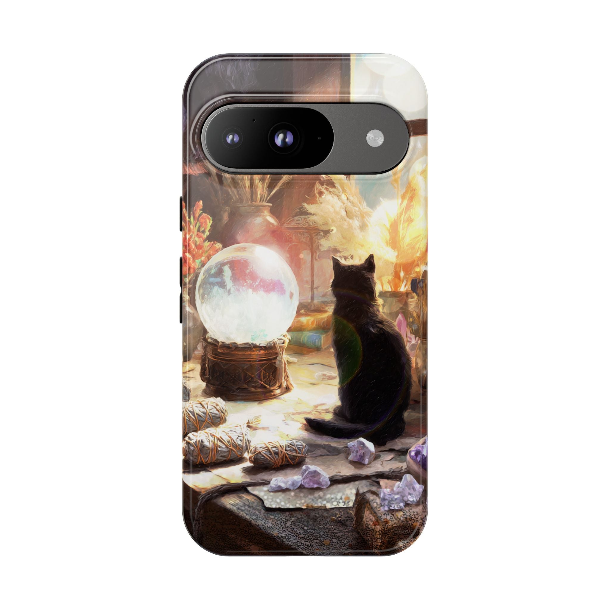 Crystal Phone case, Black Cat Case - Aesthetic Tough Case for Black Cat Lovers, Gift for Her, Witch Decor, Phone Protector, Home Vibes