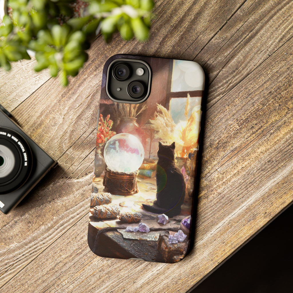 Crystal Phone case, Black Cat Case - Aesthetic Tough Case for Black Cat Lovers, Gift for Her, Witch Decor, Phone Protector, Home Vibes