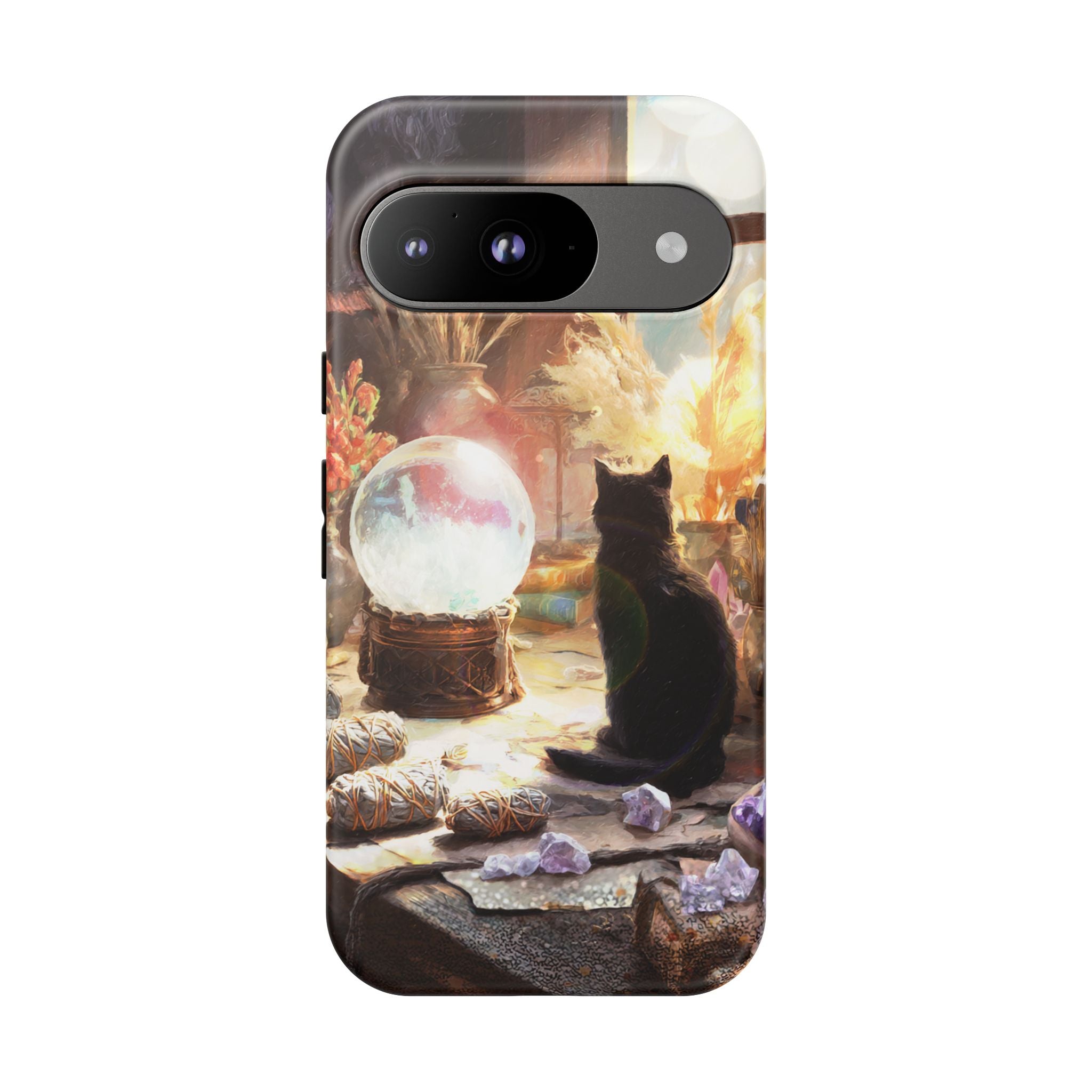 Crystal Phone case, Black Cat Case - Aesthetic Tough Case for Black Cat Lovers, Gift for Her, Witch Decor, Phone Protector, Home Vibes