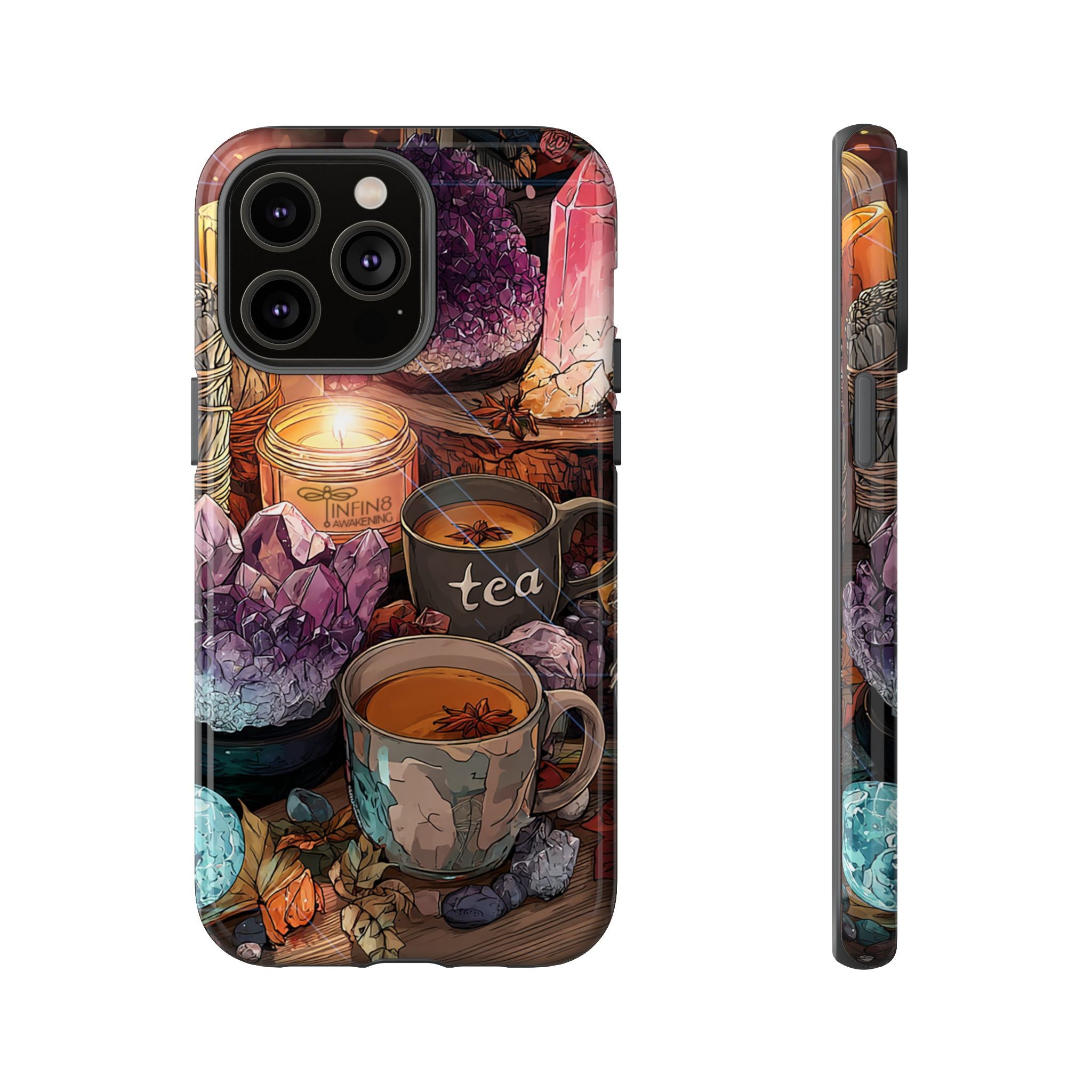 Mystical Crystal Phone Case, Cottagecore Samsung Case - Crystal Tea Lovers Phone Case, Spiritual iPhone Case, Samsung Magical FairyCore Case