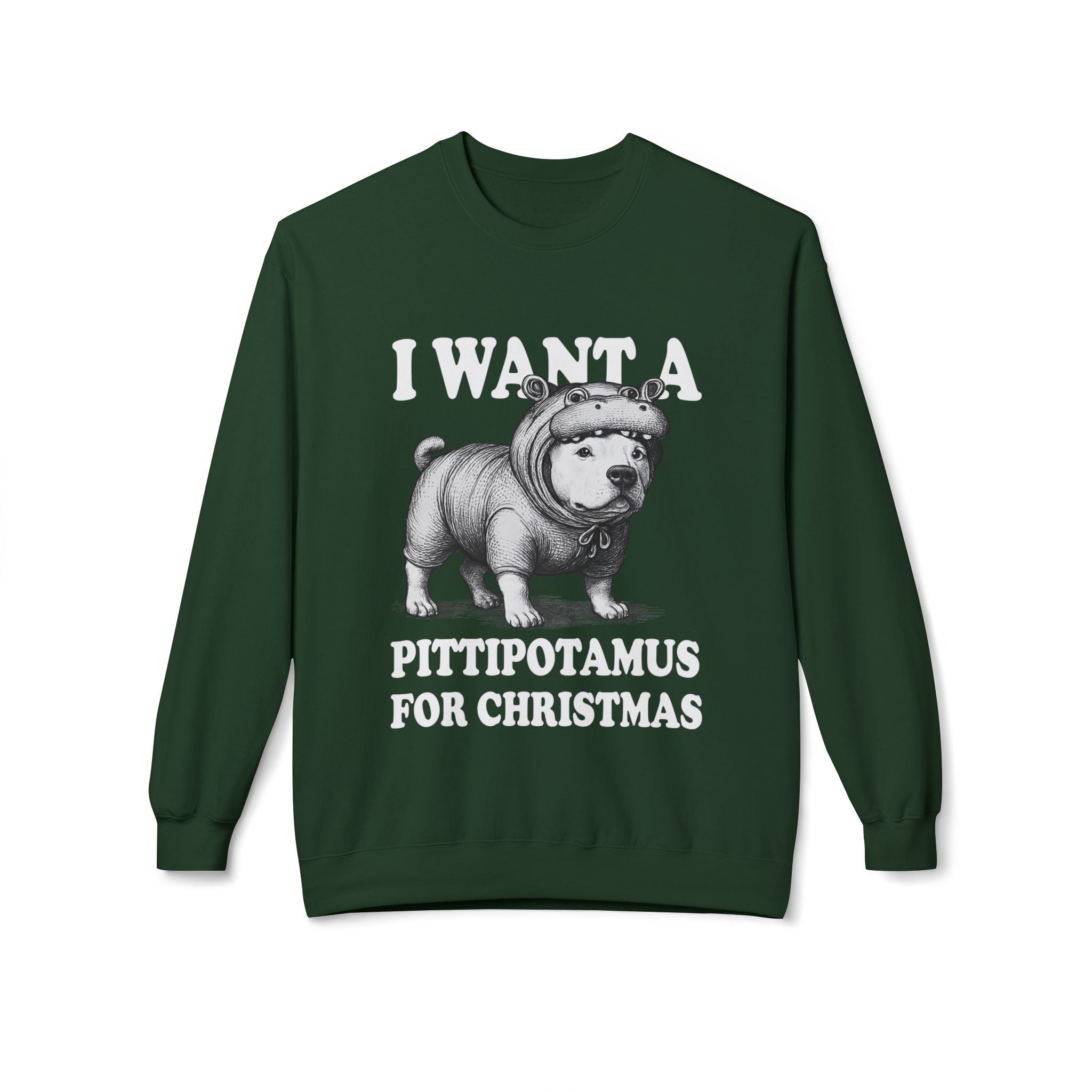 Dog Pitbull Christmas Sweatshirt | Cute Pittipotamus Holiday Pullover for Dog Lovers