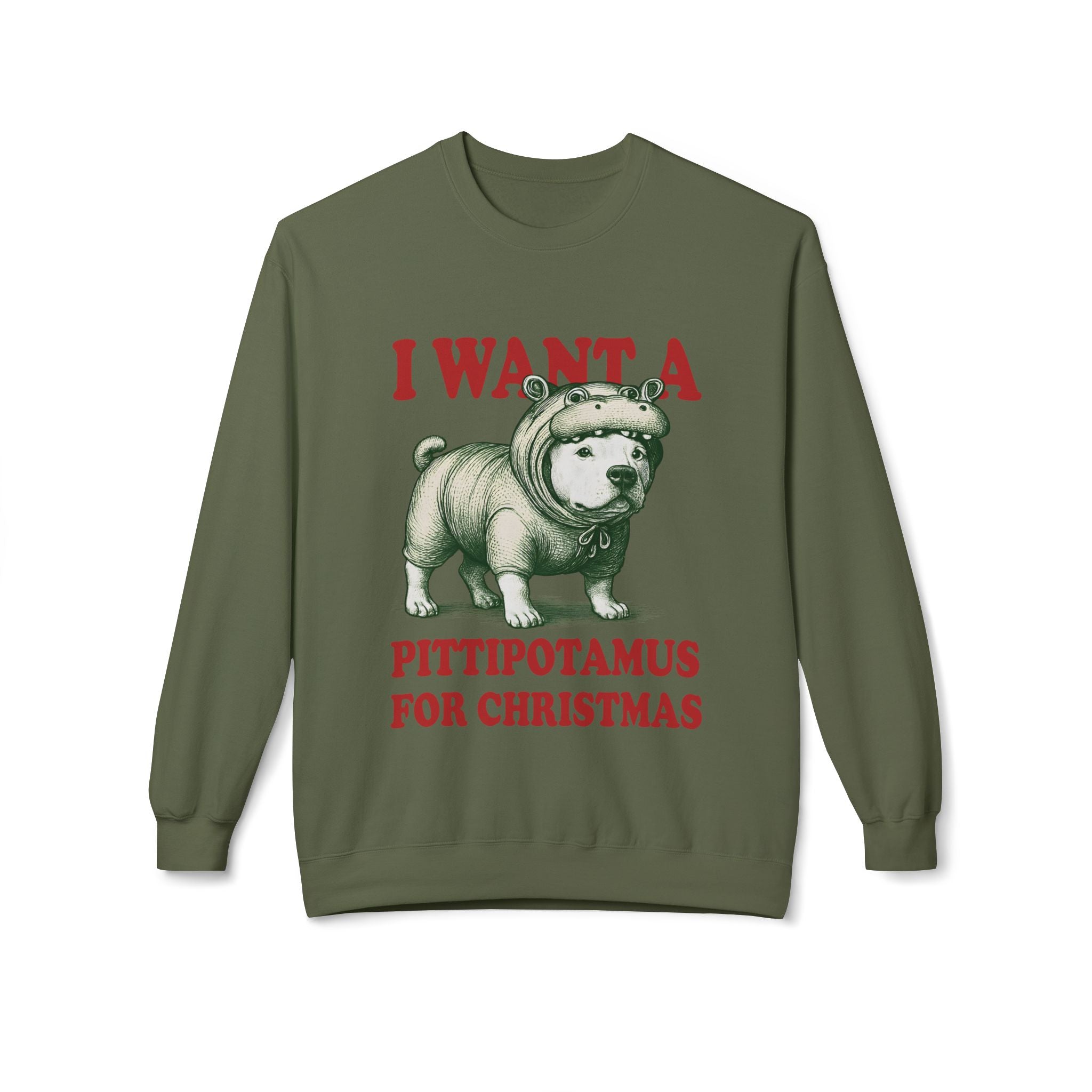 Dog Pitbull Christmas Sweatshirt | Cute Pittipotamus Holiday Pullover for Dog Lovers