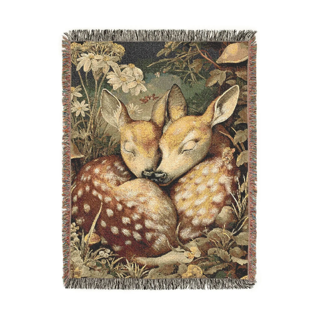 Cozy Cabincore Romance | Deer Woven Blanket Printify