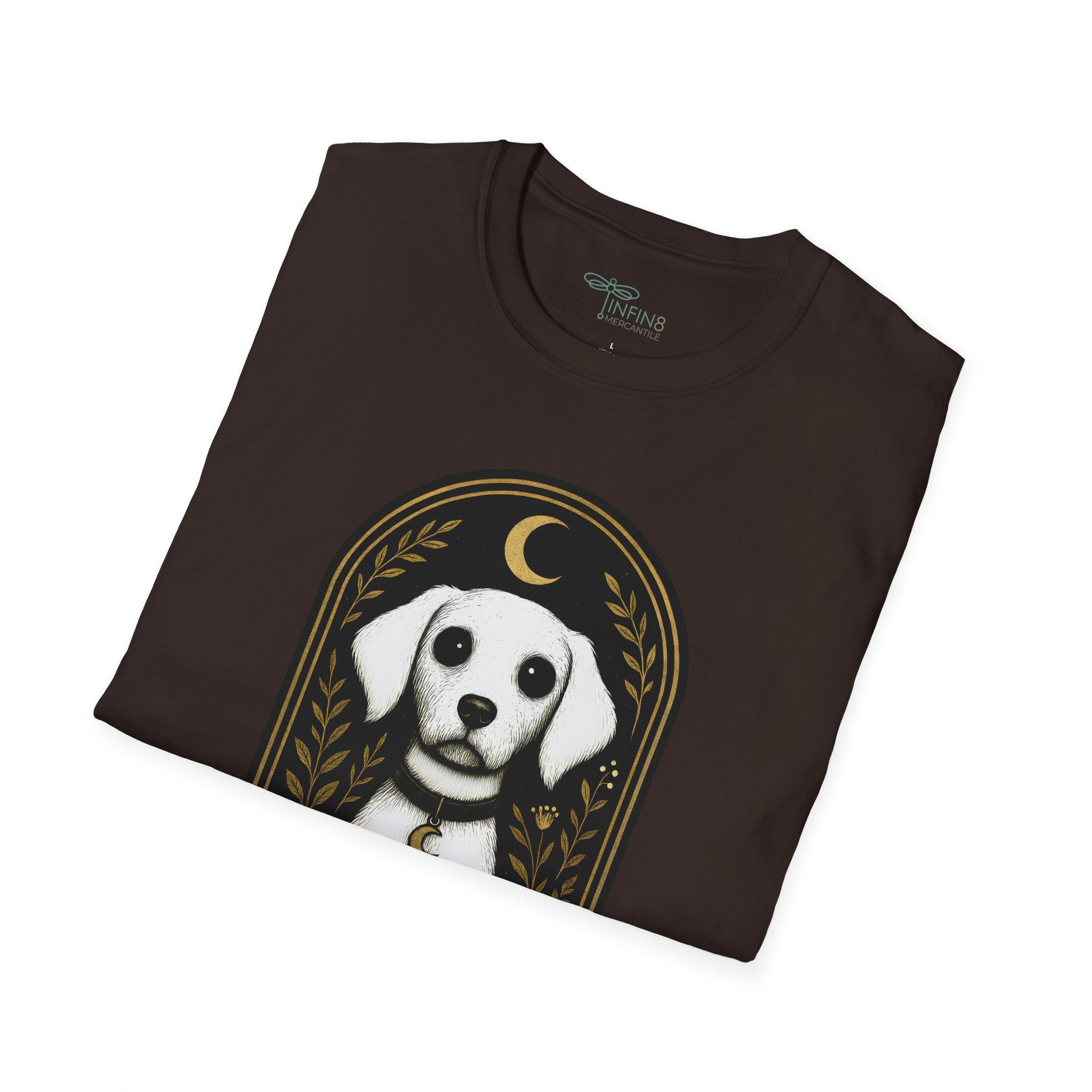 The Moonlit Hound T-Shirt | The Forest Gaden White Dog Art Tee for Pet Lovers