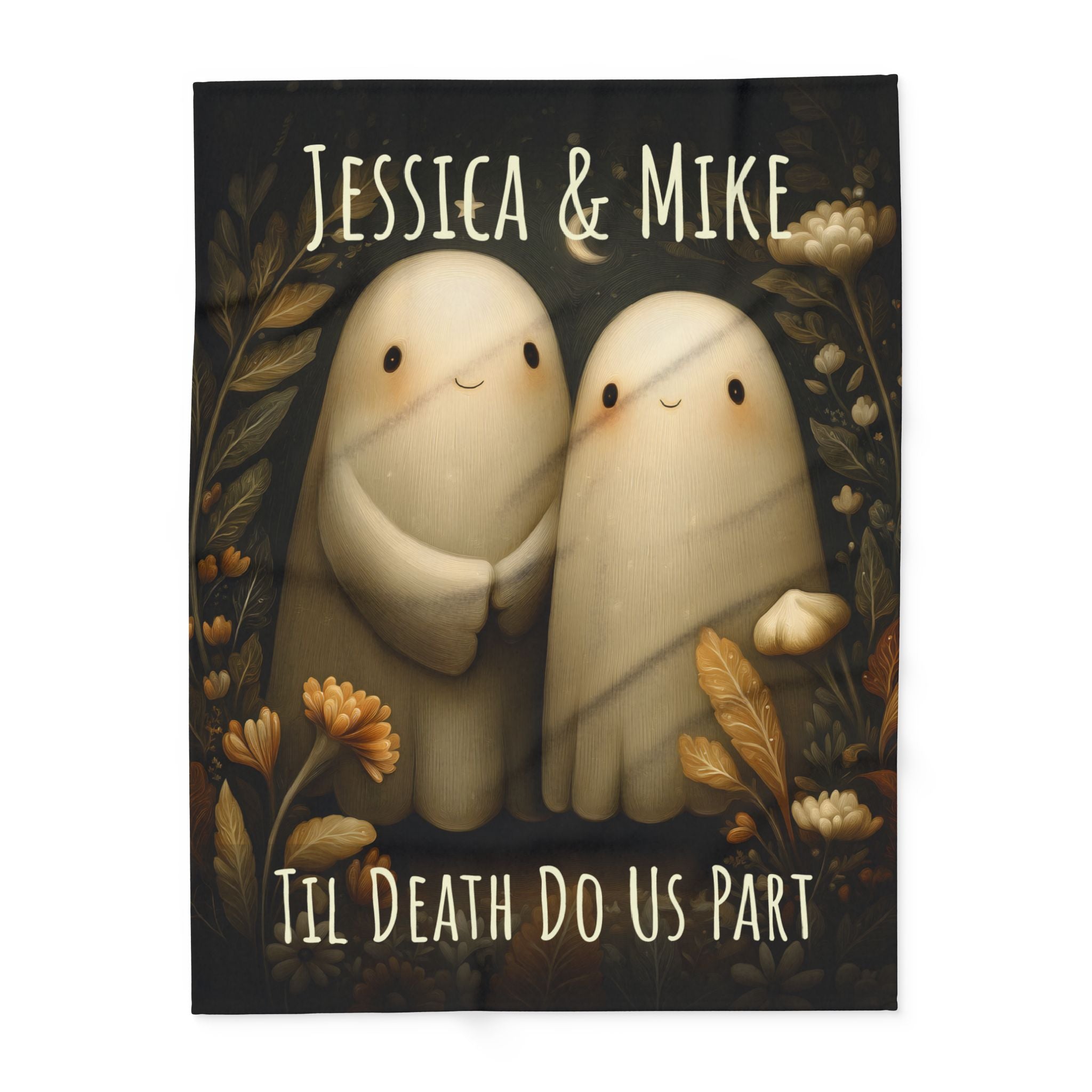 Valentine Blanket Til Death Do Us Part Ghost Blanket | Custom Name Valentines Day Couple Throw