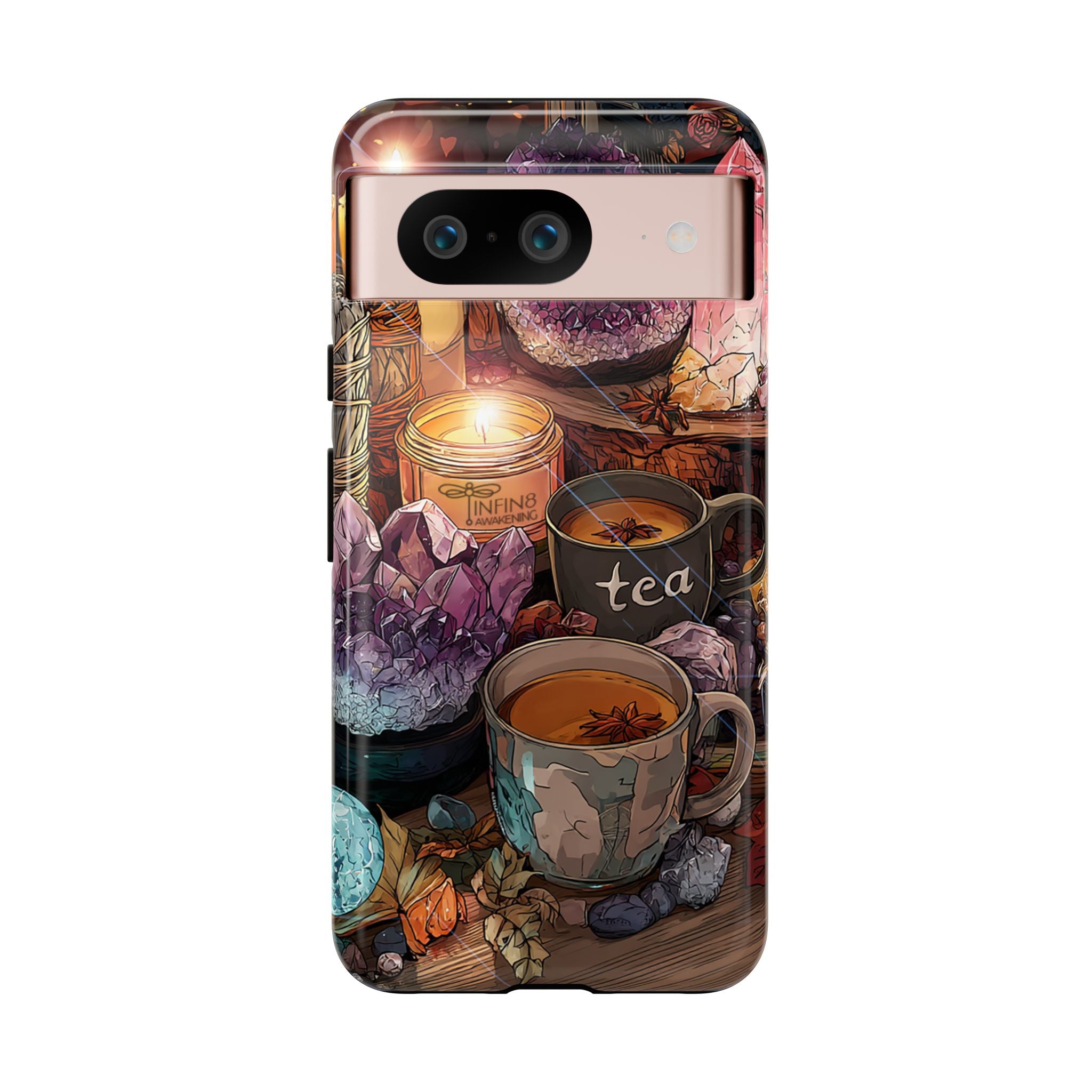 Mystical Crystal Phone Case, Cottagecore Samsung Case - Crystal Tea Lovers Phone Case, Spiritual iPhone Case, Samsung Magical FairyCore Case