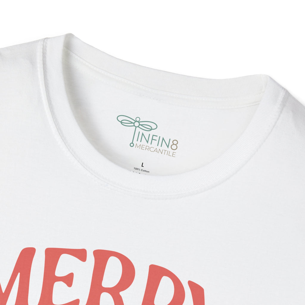 Boho Christmas T-Shirt | Merry and Bright Floral Graphic Tee