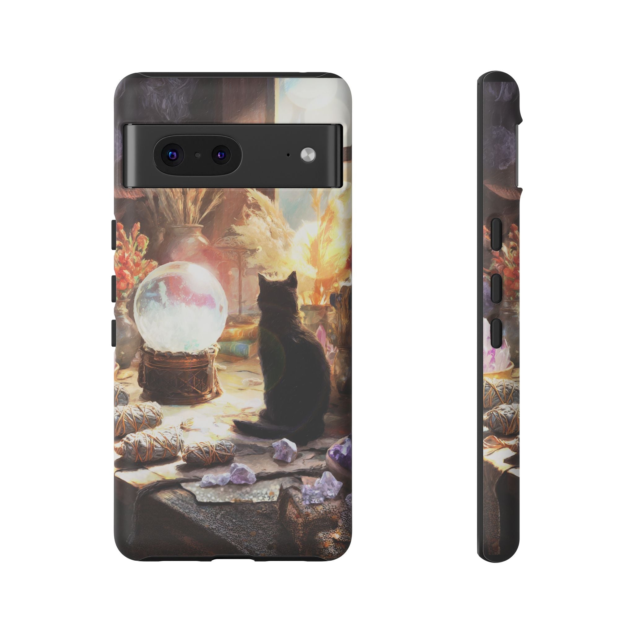 Crystal Phone case, Black Cat Case - Aesthetic Tough Case for Black Cat Lovers, Gift for Her, Witch Decor, Phone Protector, Home Vibes